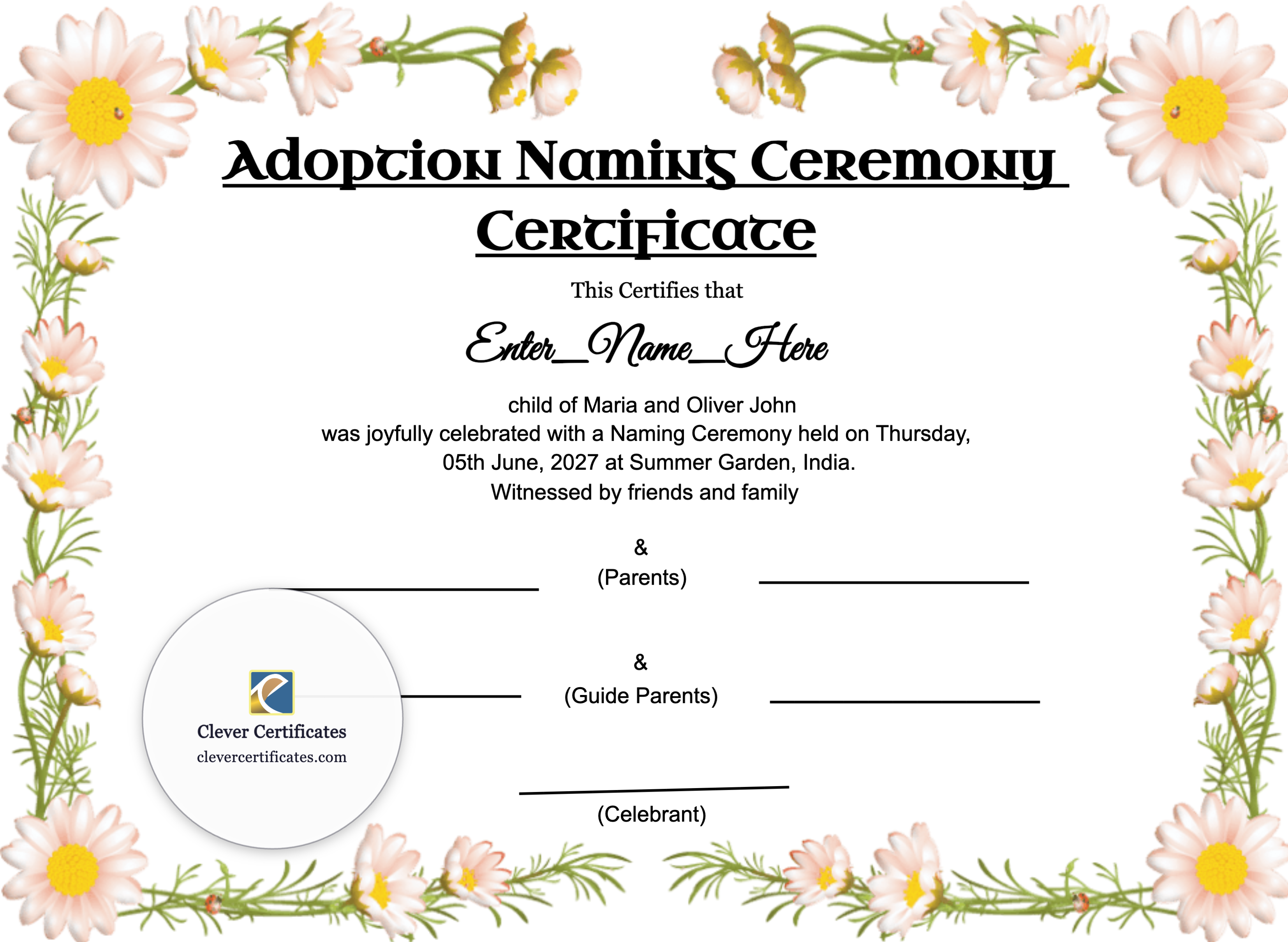 Certificate preview
