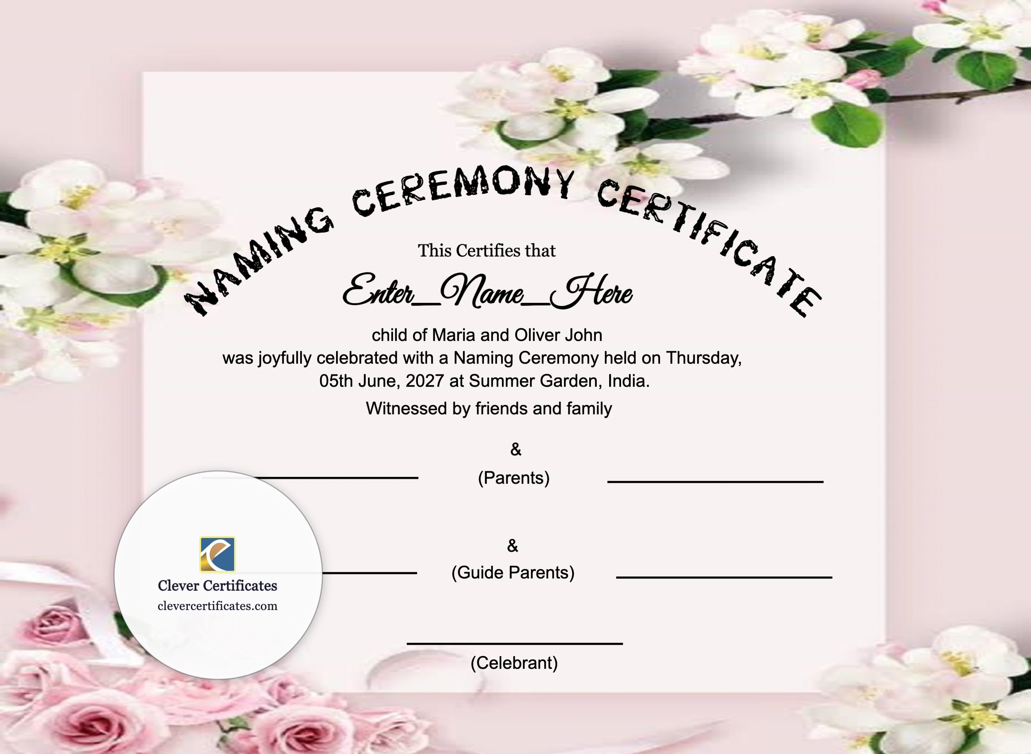 Certificate preview