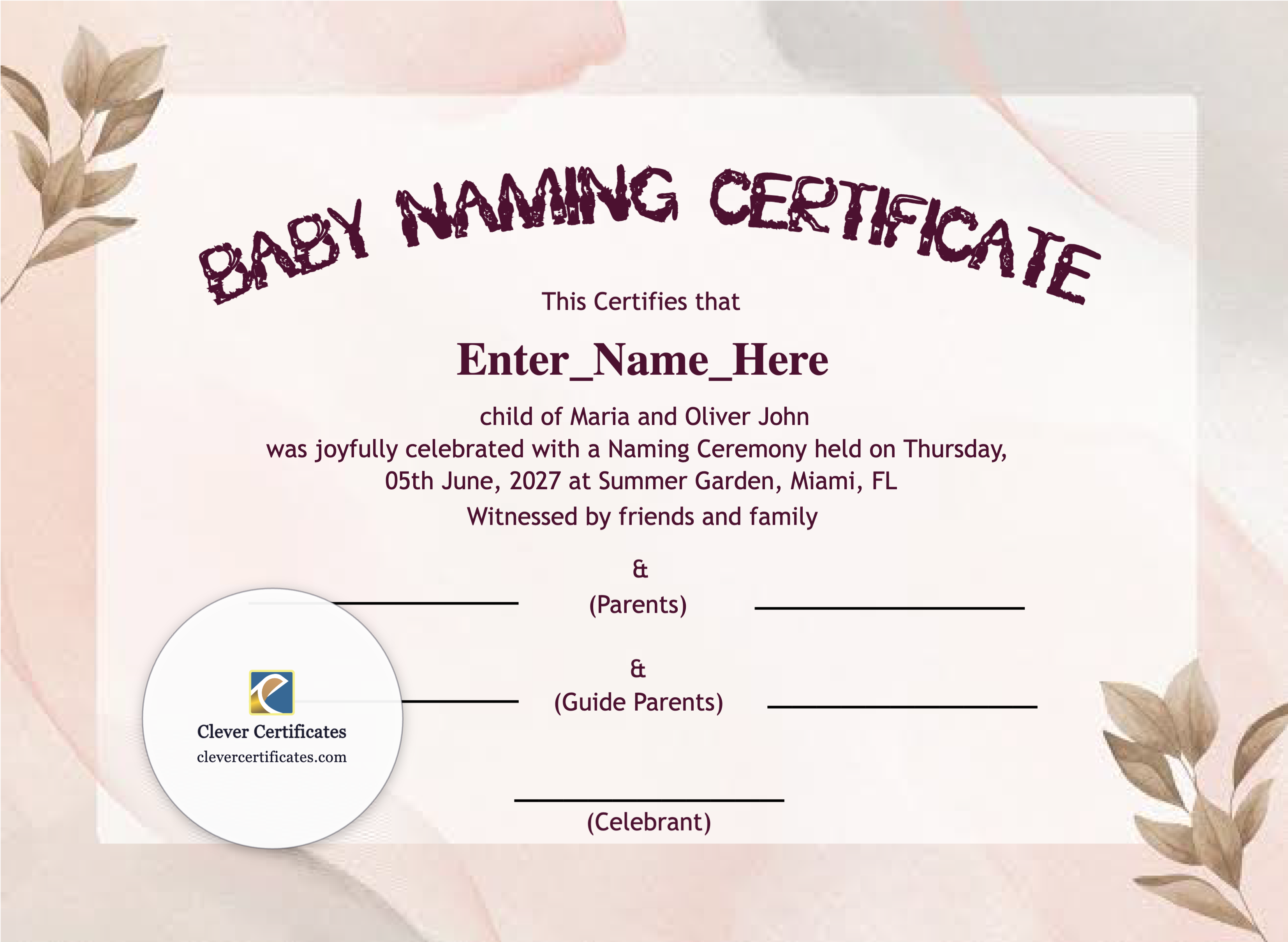 Certificate preview