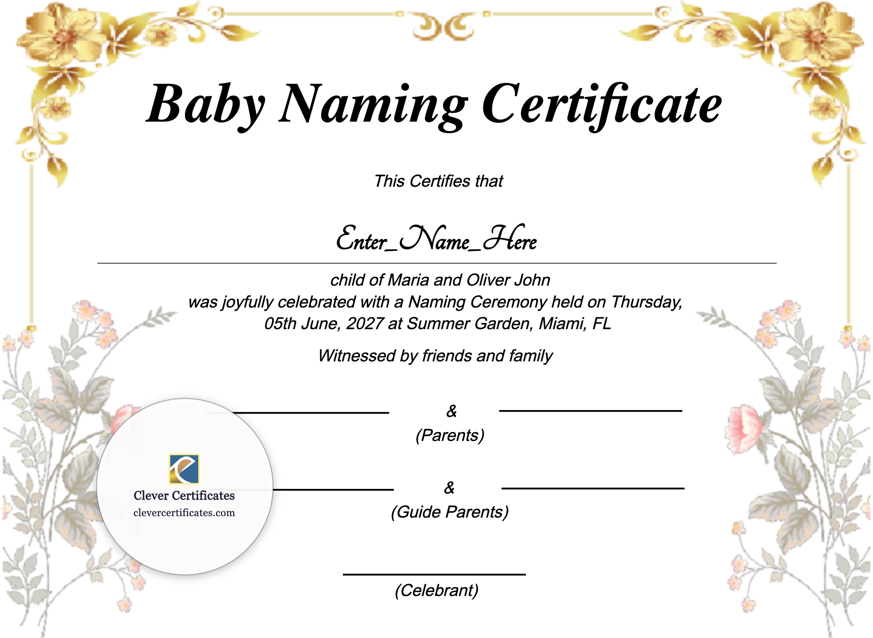 Certificate preview