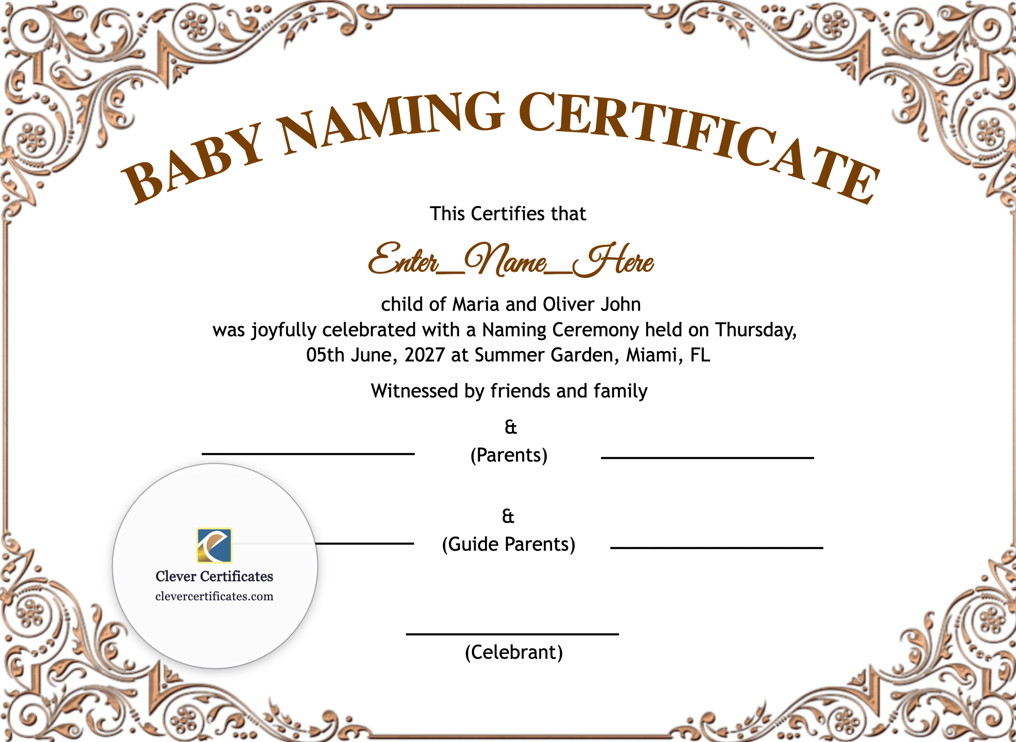 Certificate preview
