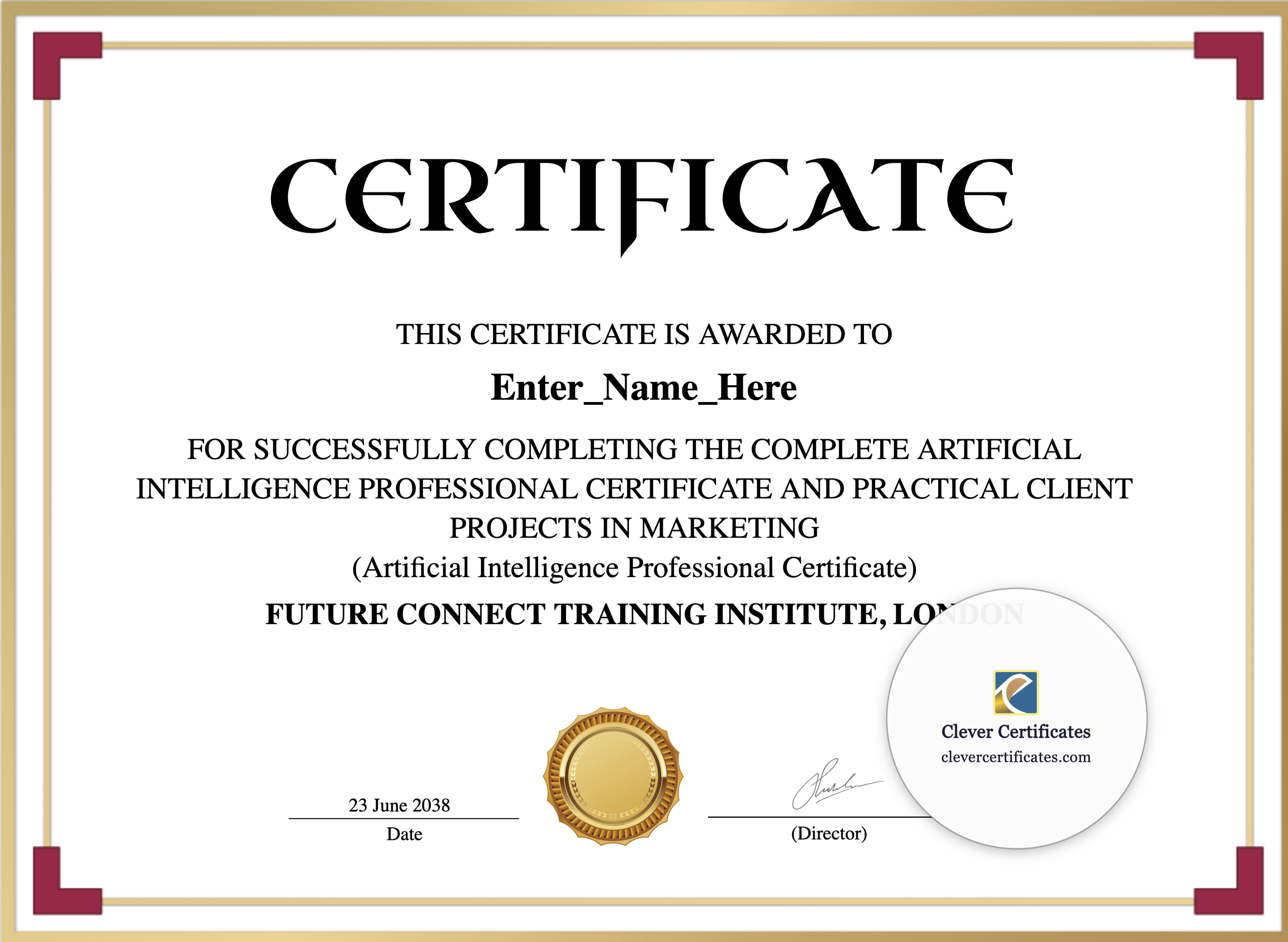 Certificate preview