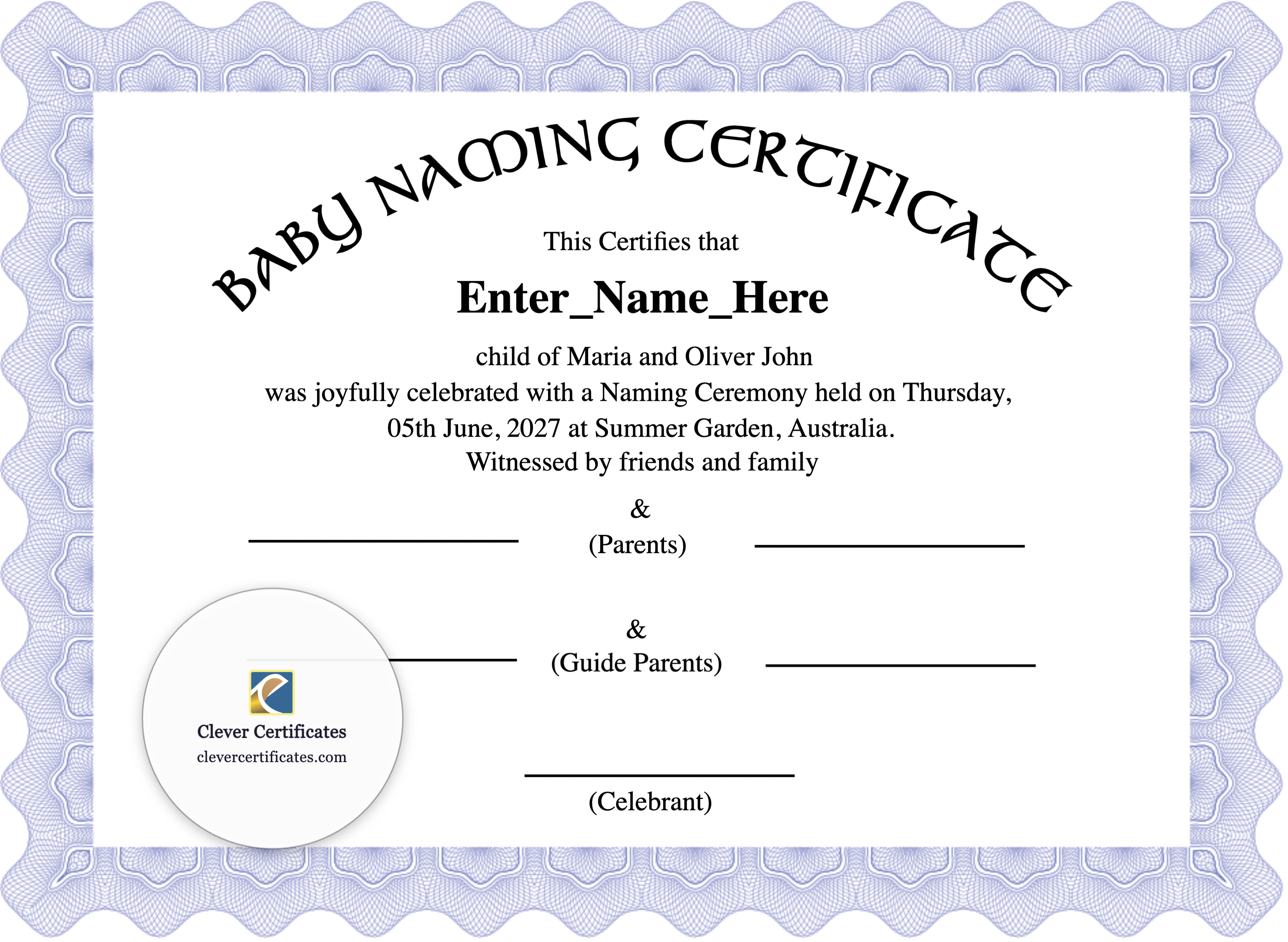 Certificate preview