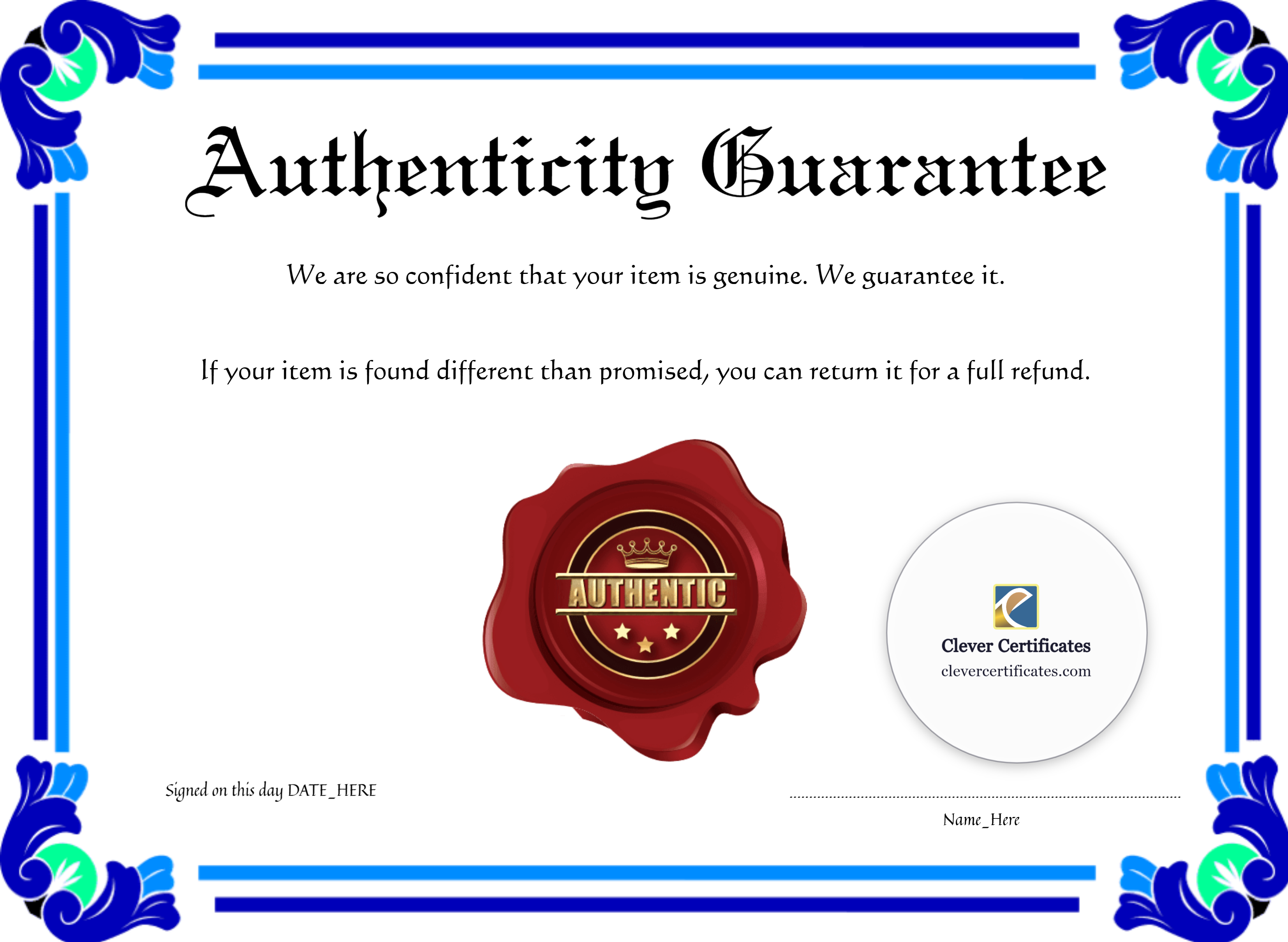 Certificate preview