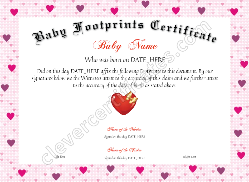 Baby Footprints Certificate