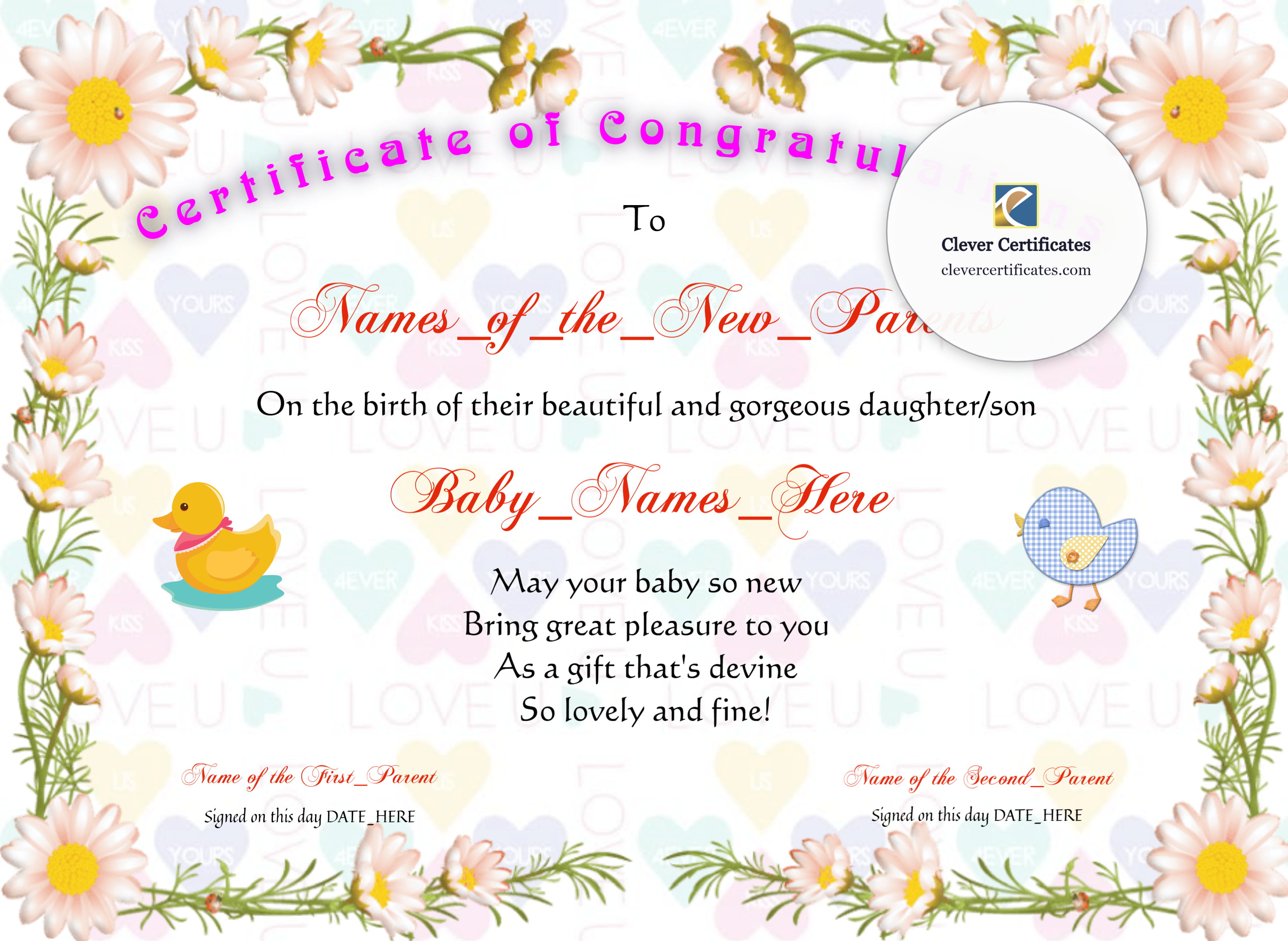 Certificate preview
