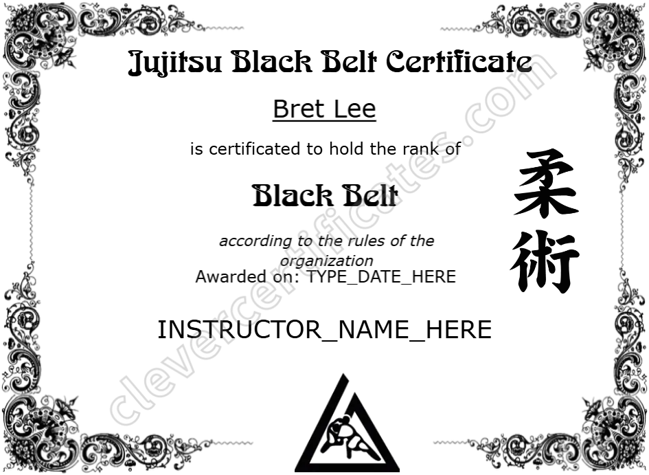 Brazilian Jiu Jitsu Black Belt - Editable Martial Arts Template | Clev