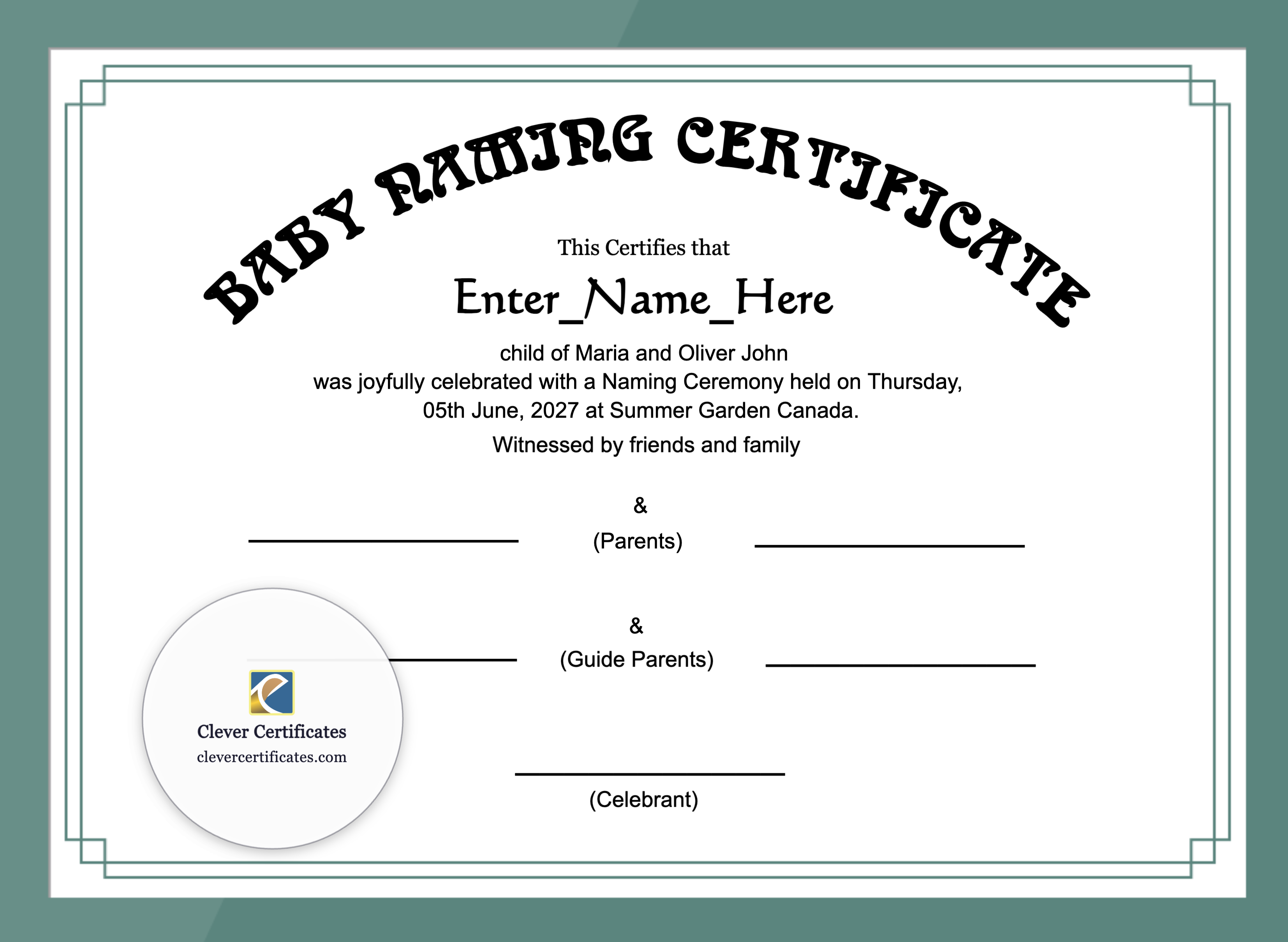 Certificate preview
