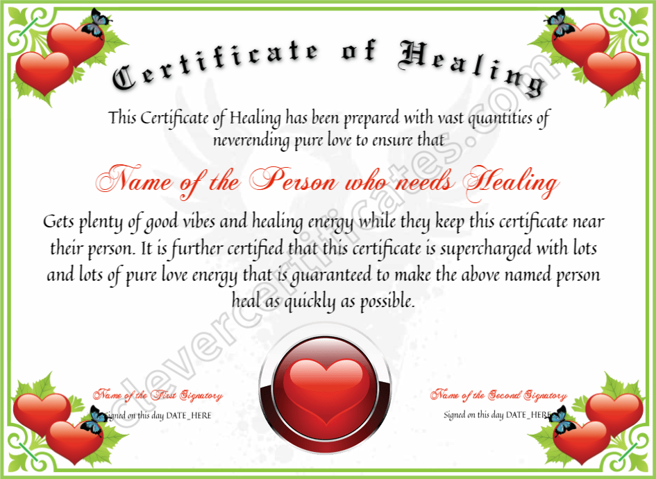 Certificate Of Healing