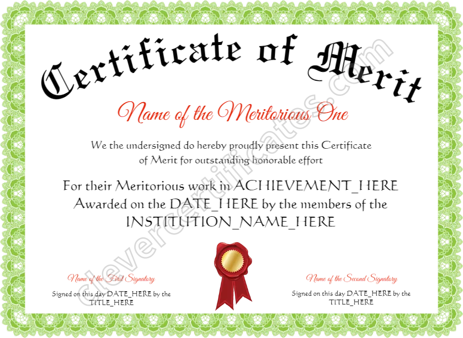 Certificate Of Merit