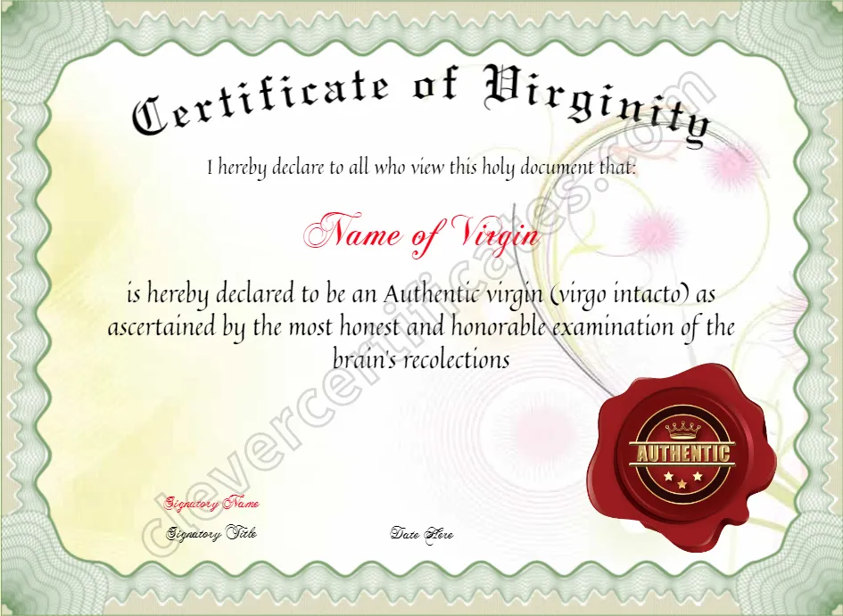 Certificate Of Virginity