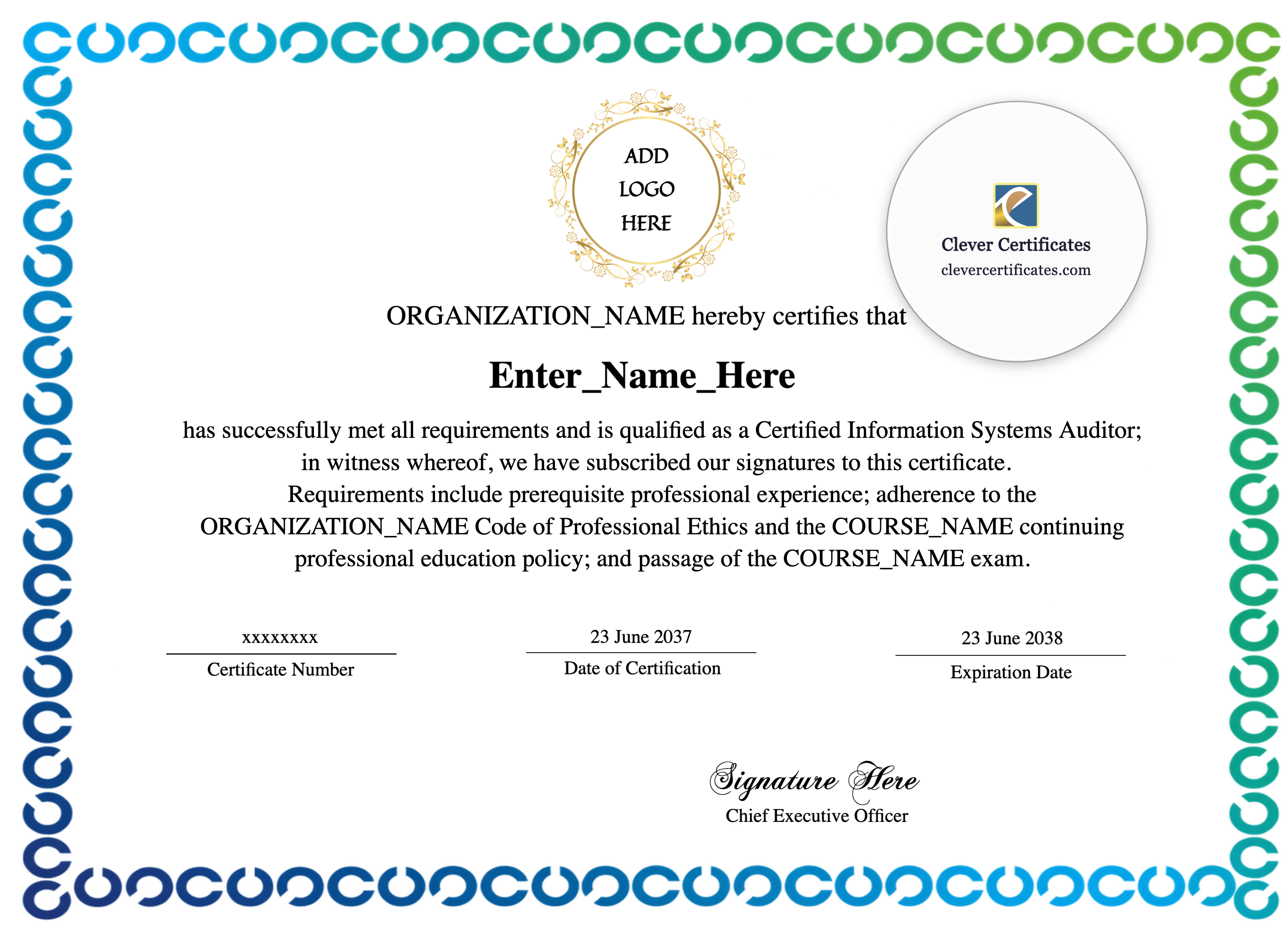 Certificate preview
