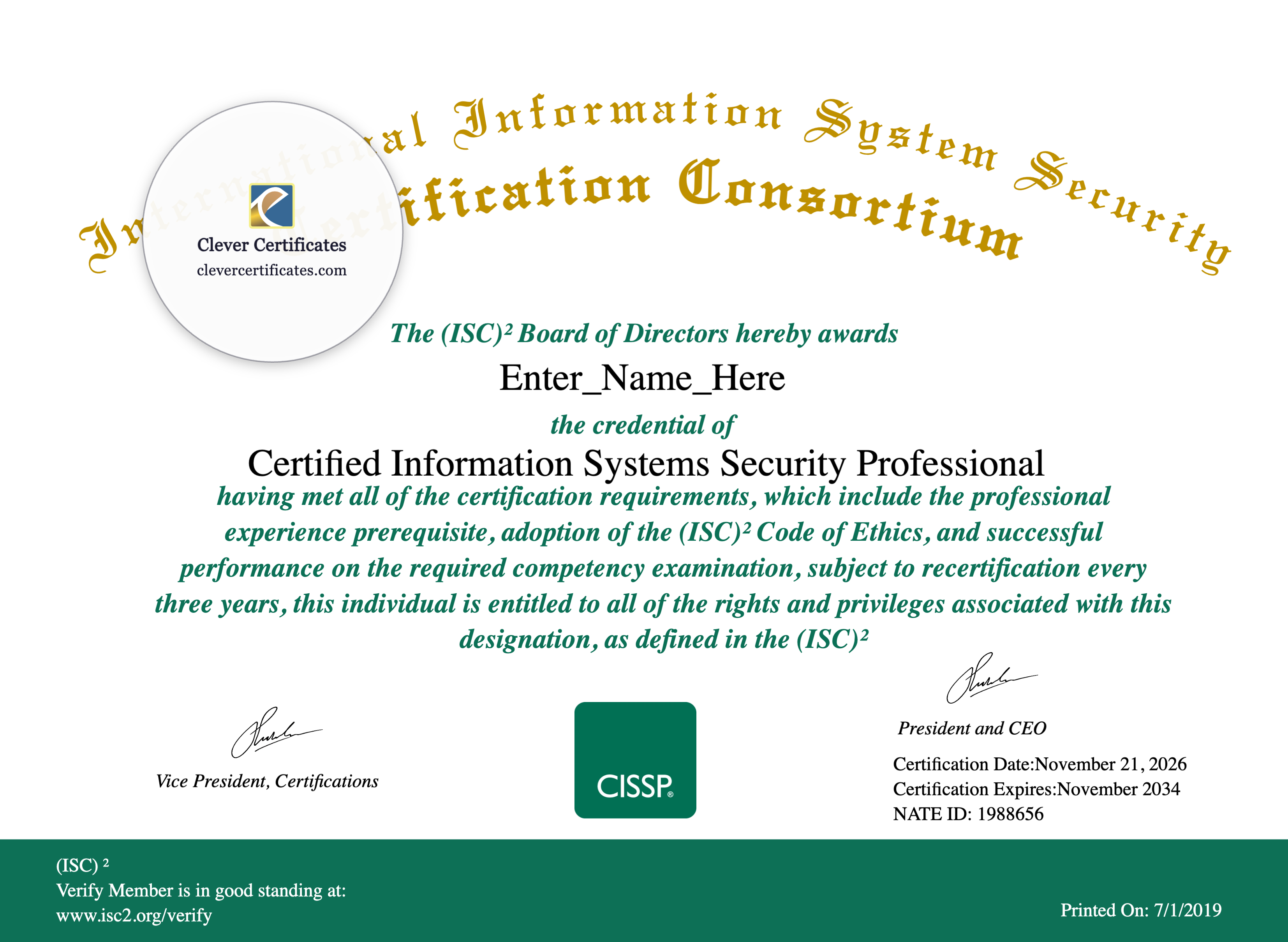 Certificate preview