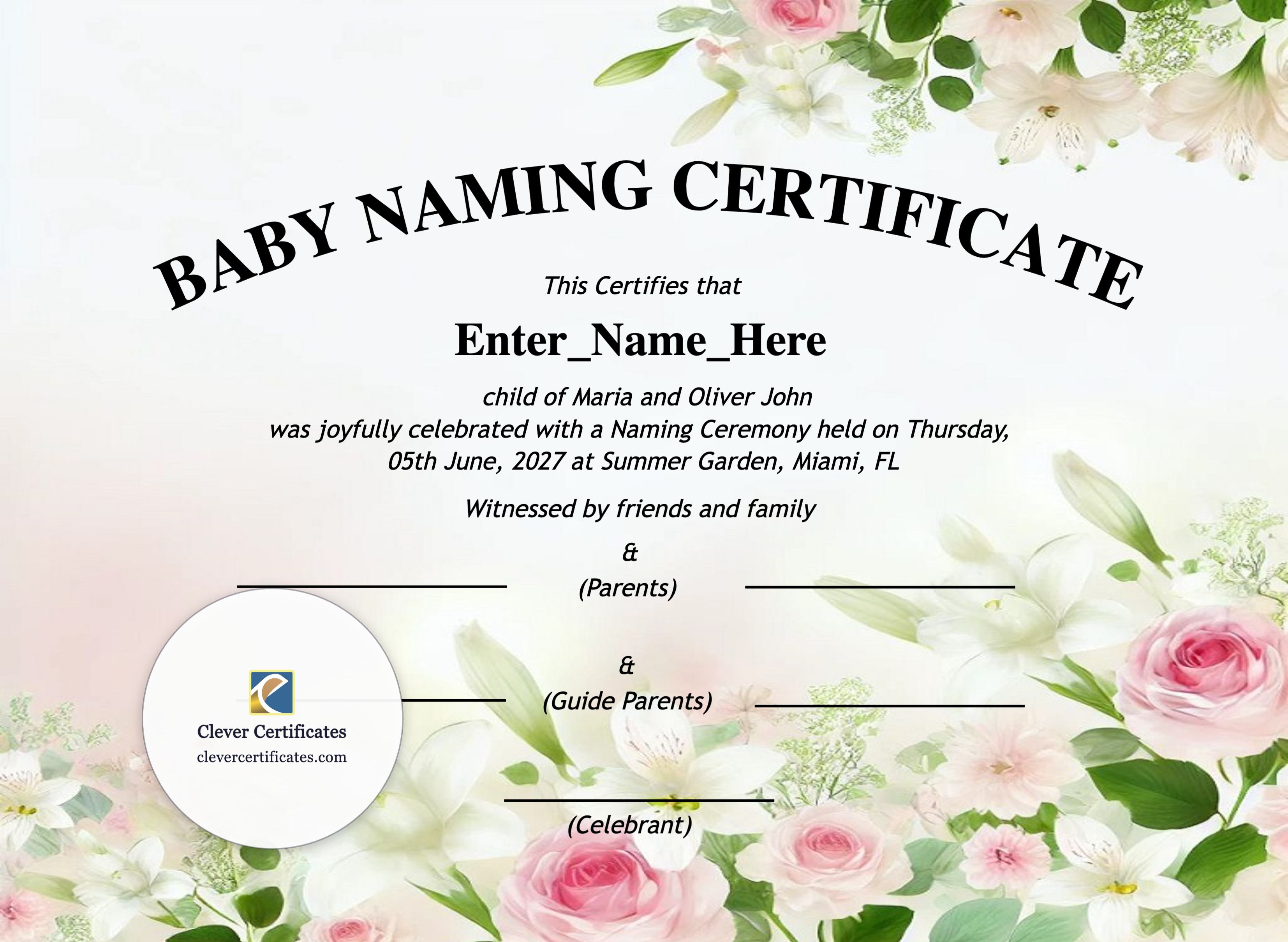Certificate preview