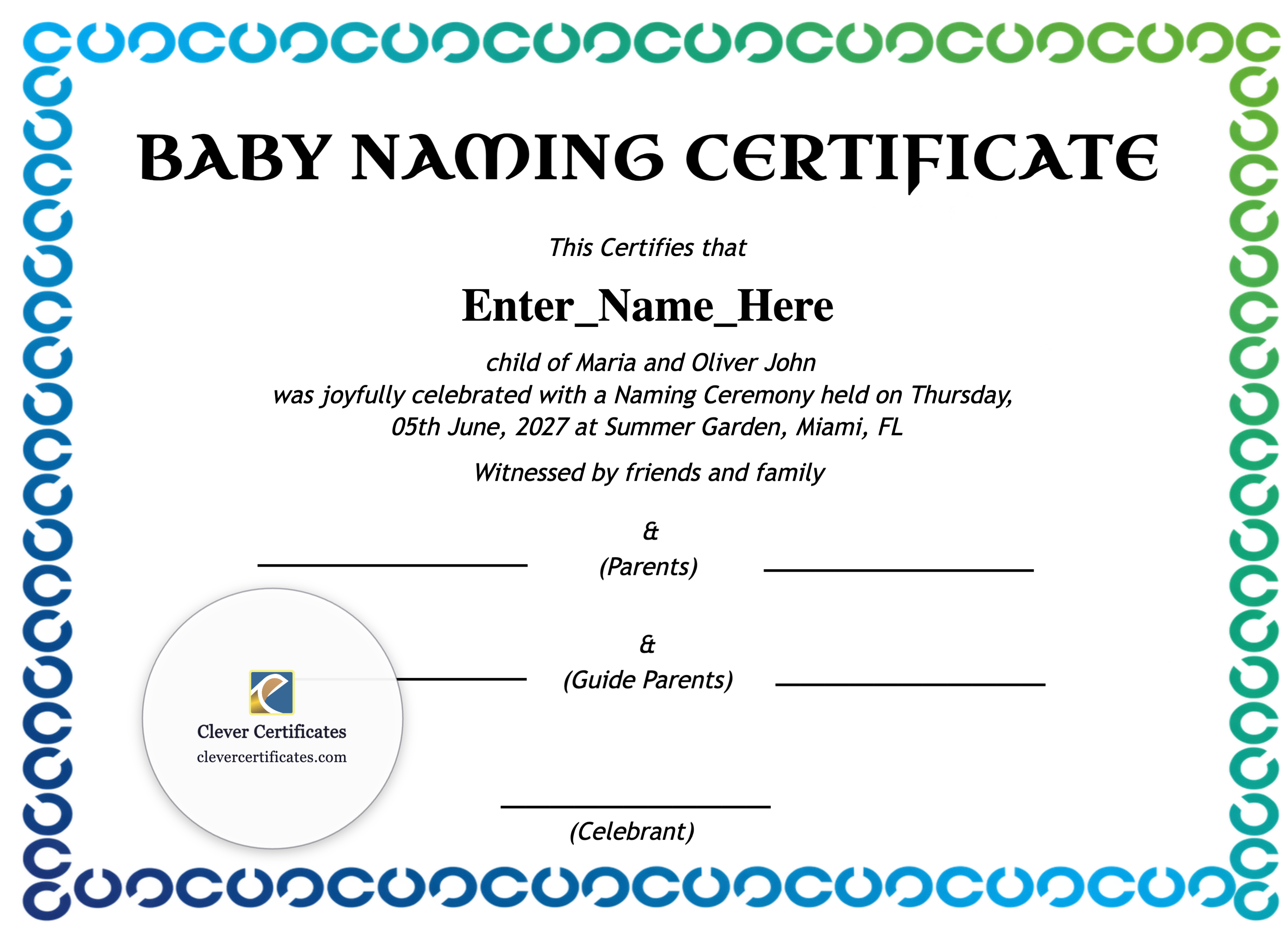 Certificate preview