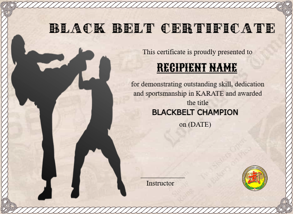 Customizable Blackbelt Award