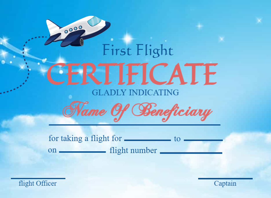 Customizable Elegant First Flight Certificate
