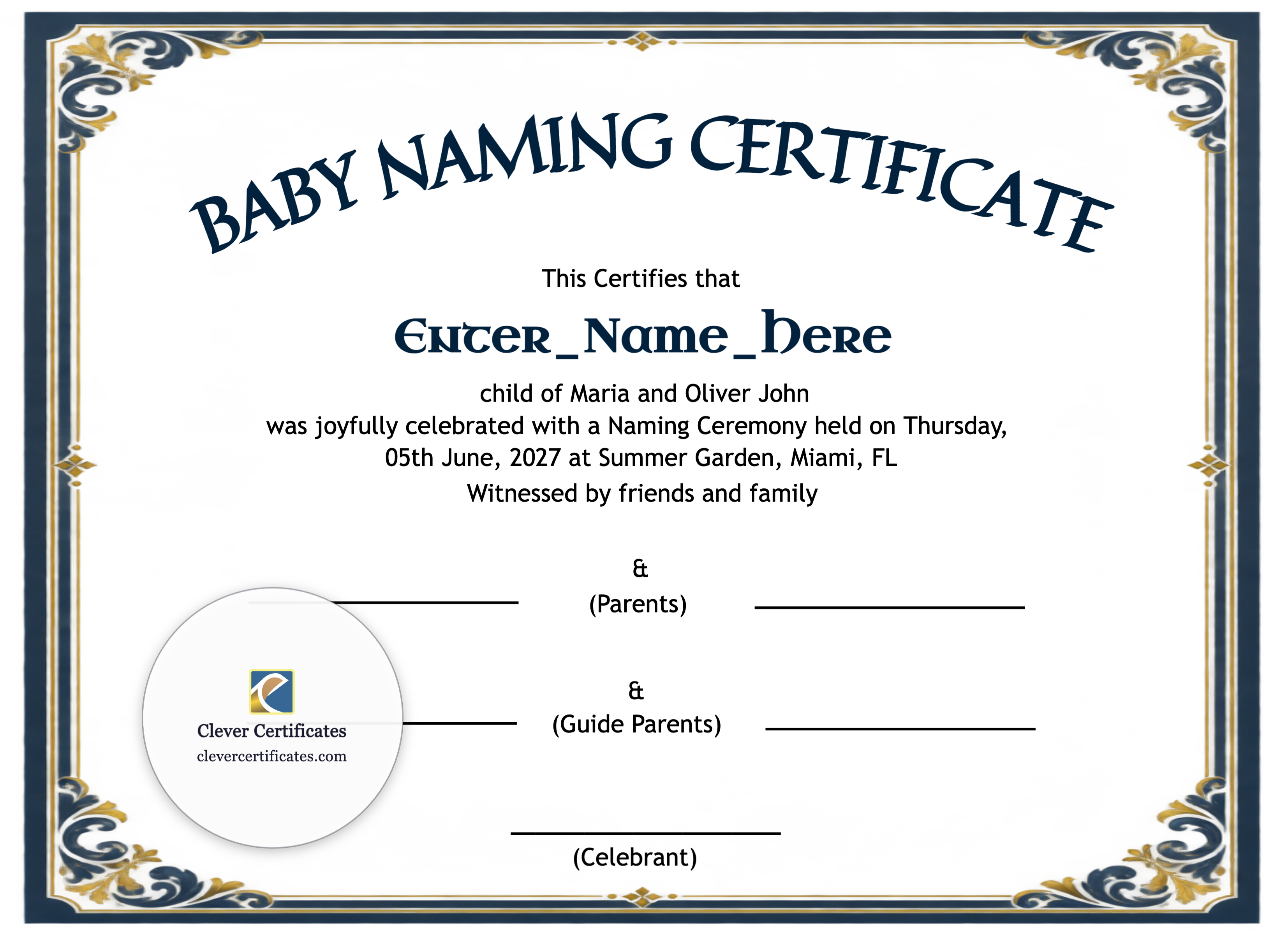 Certificate preview
