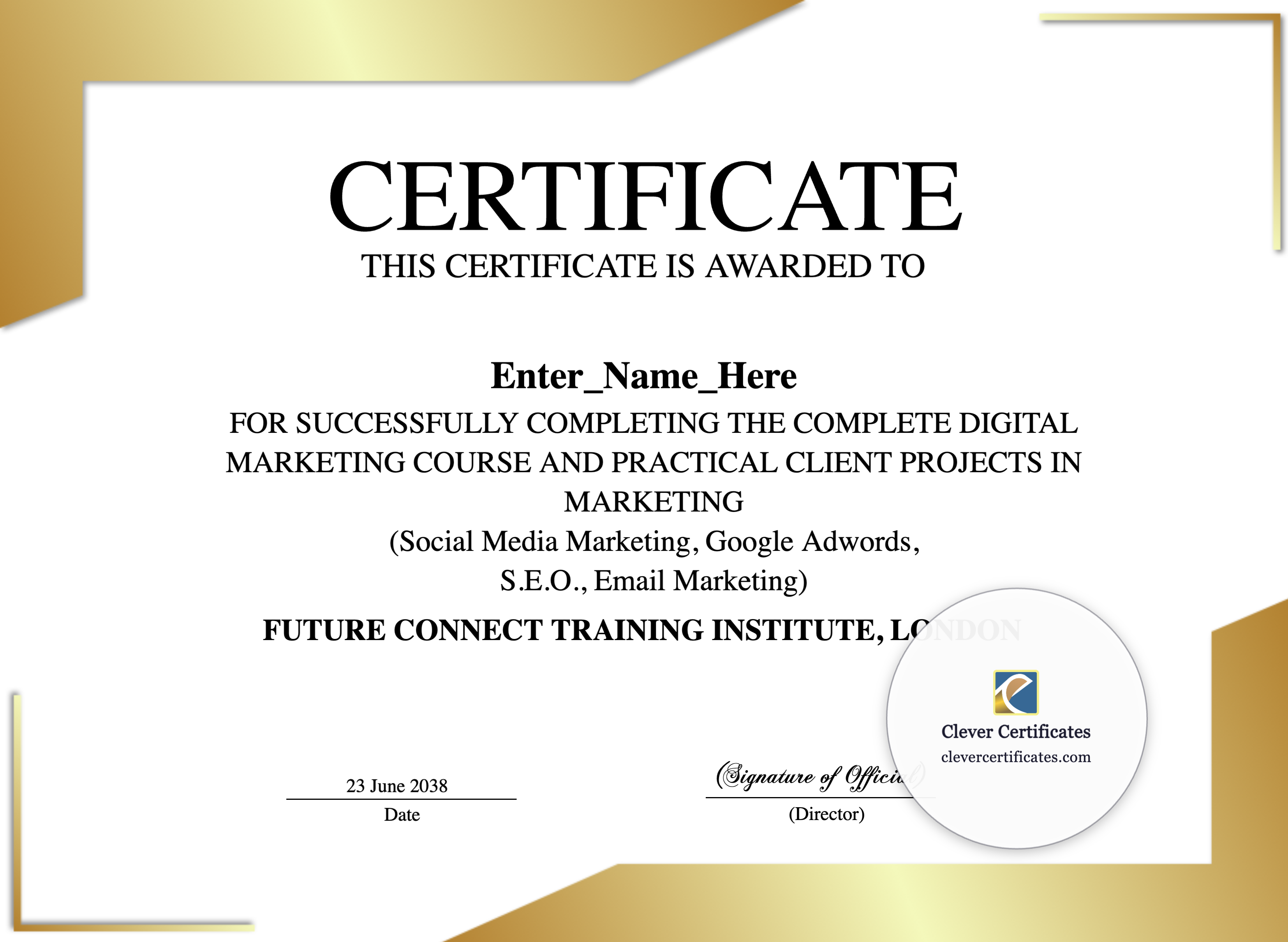 Certificate preview