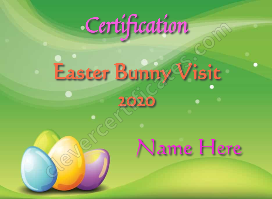 Easter Bunny Visit Award