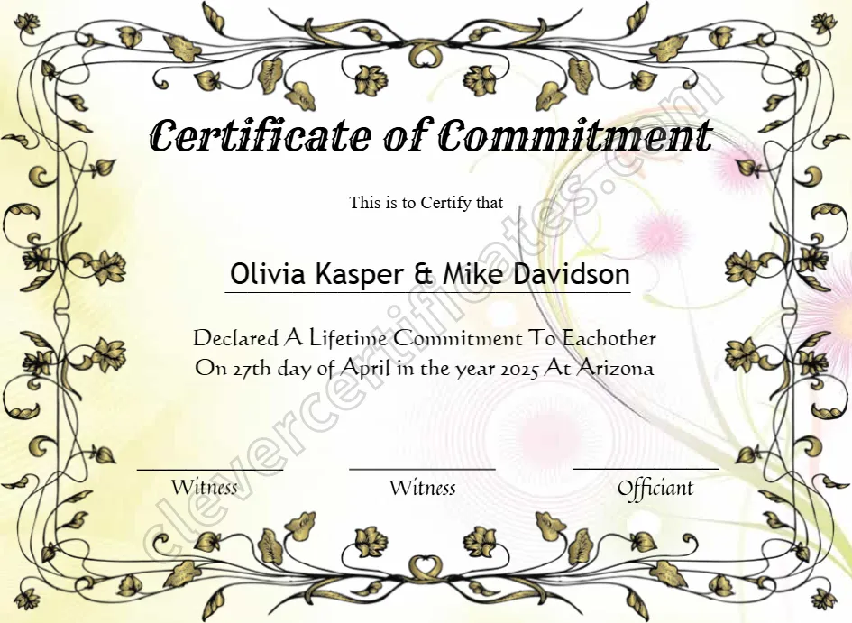 Editable Certificate Of Commitment editable-certificate-of-commitment