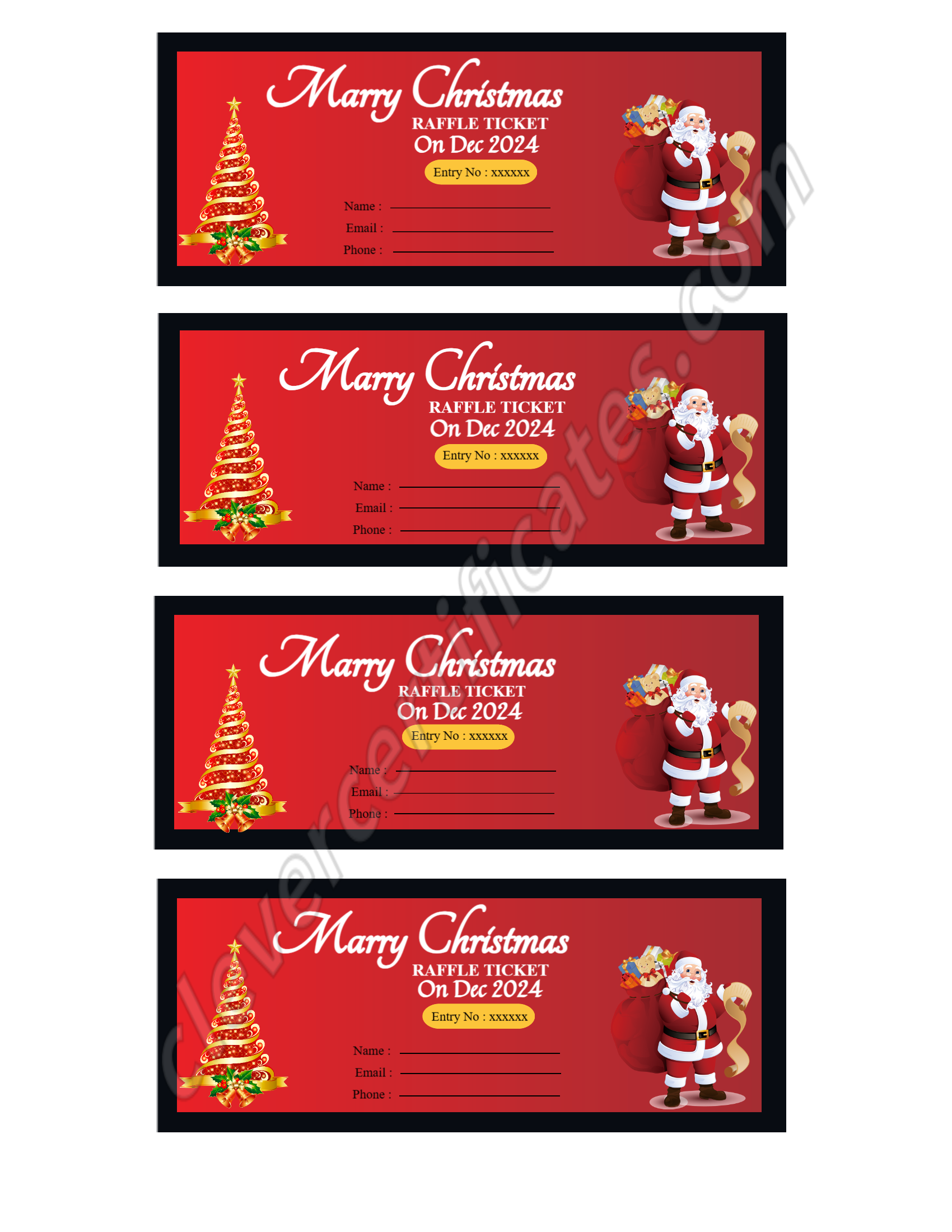Editable Christmas Tickets
