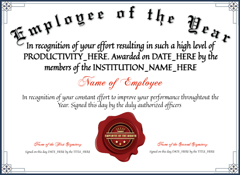 Editable Elegant Employee Of The Year Customizable Business Award