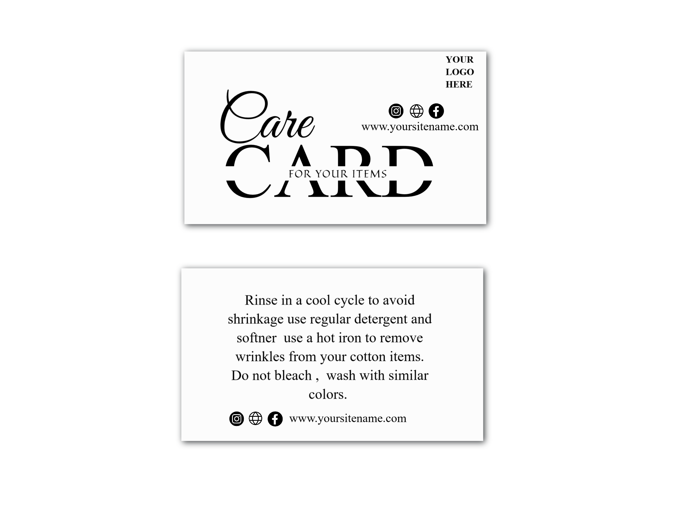 Editable Items Care Card