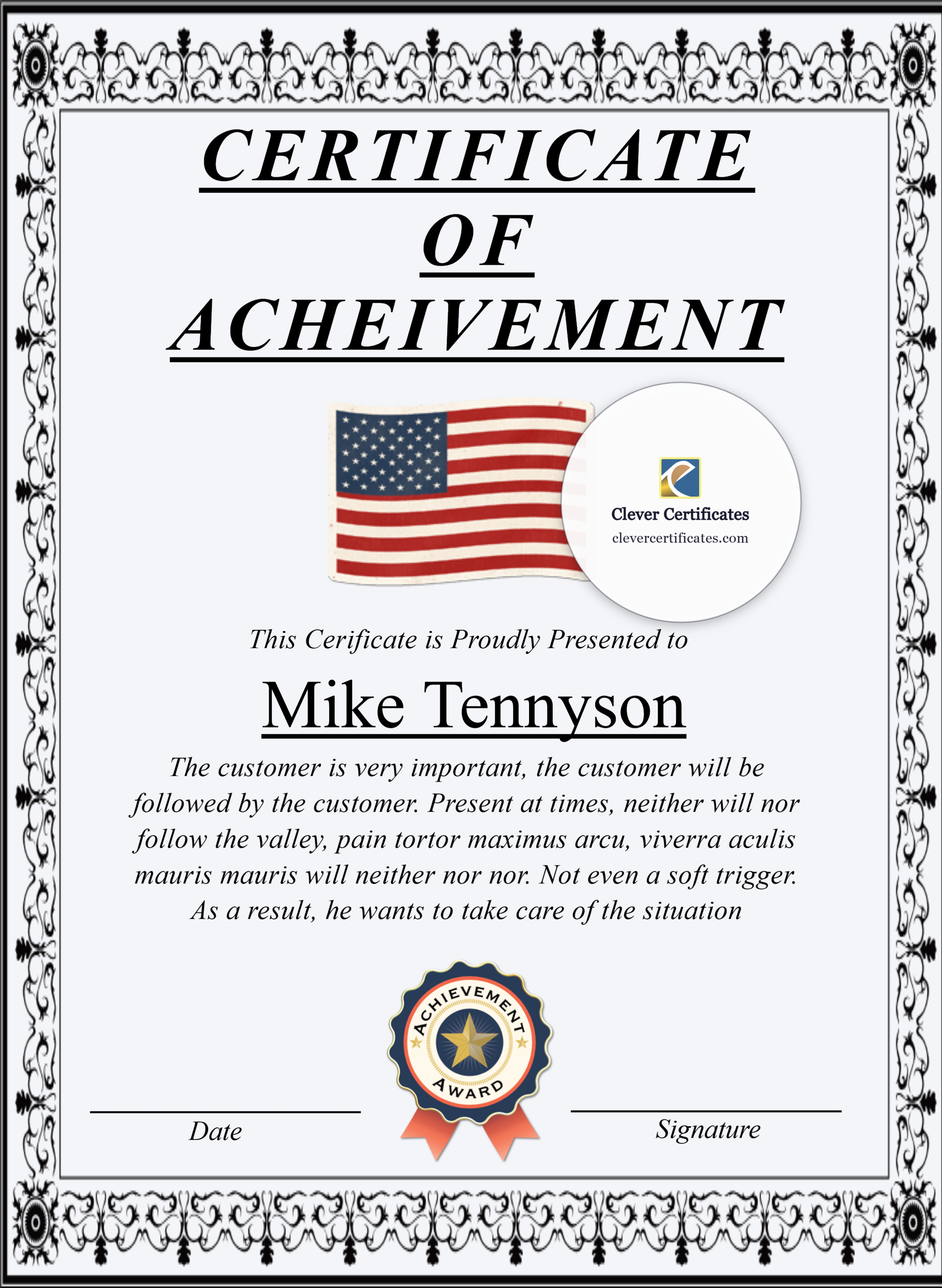 Certificate preview