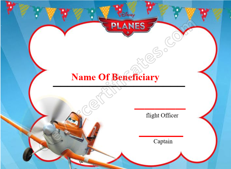 Editable Kids First Flight Certificate