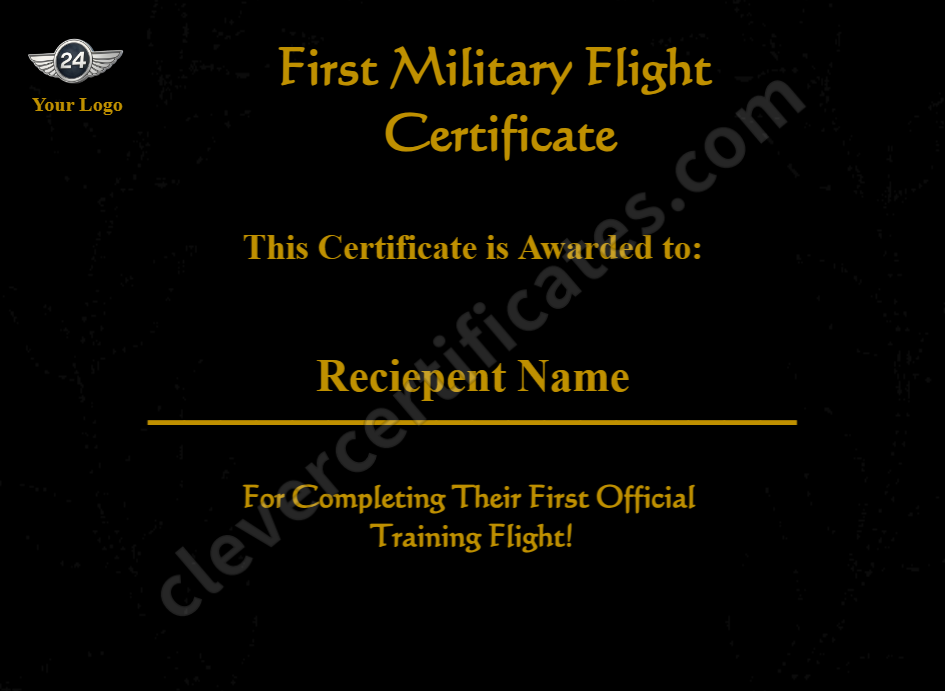 Editable Military First Flight Certificate