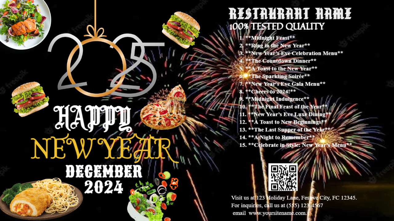 Editable New Year 2025 Restaurant Brochures