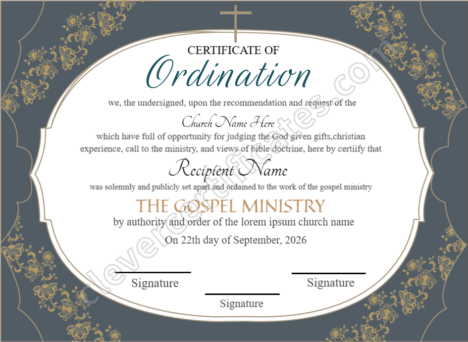 Editable Ordination Certificate 2