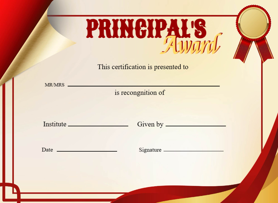 Editable Principal Award
