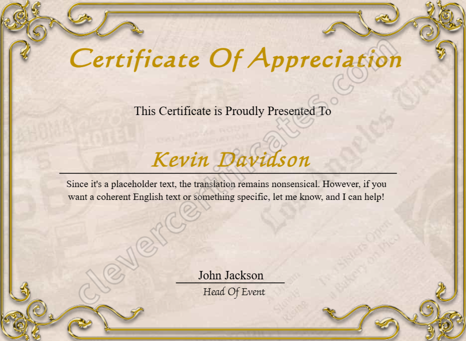 Certificate preview