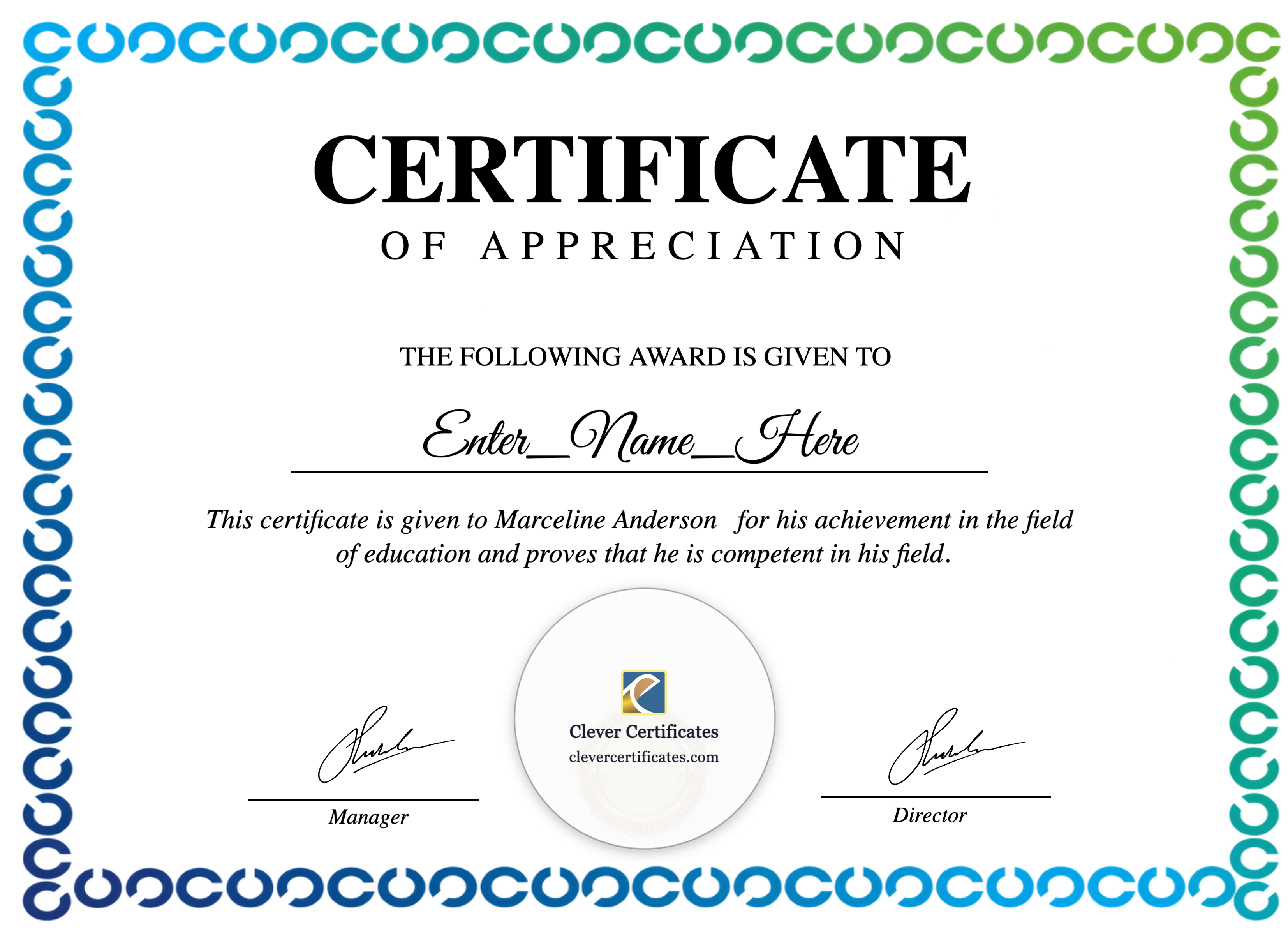 Certificate preview