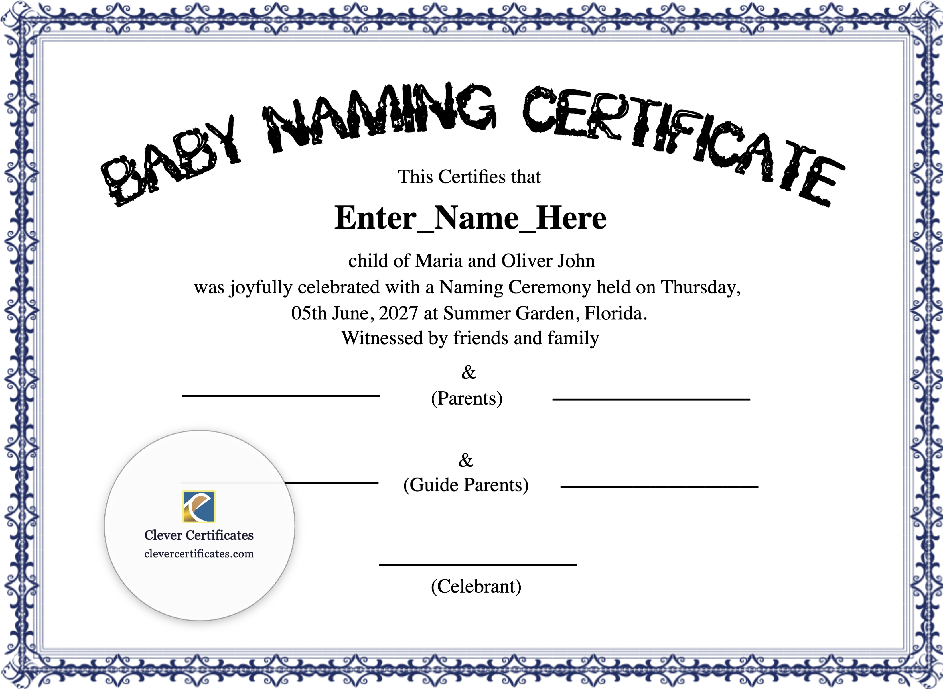 Certificate preview