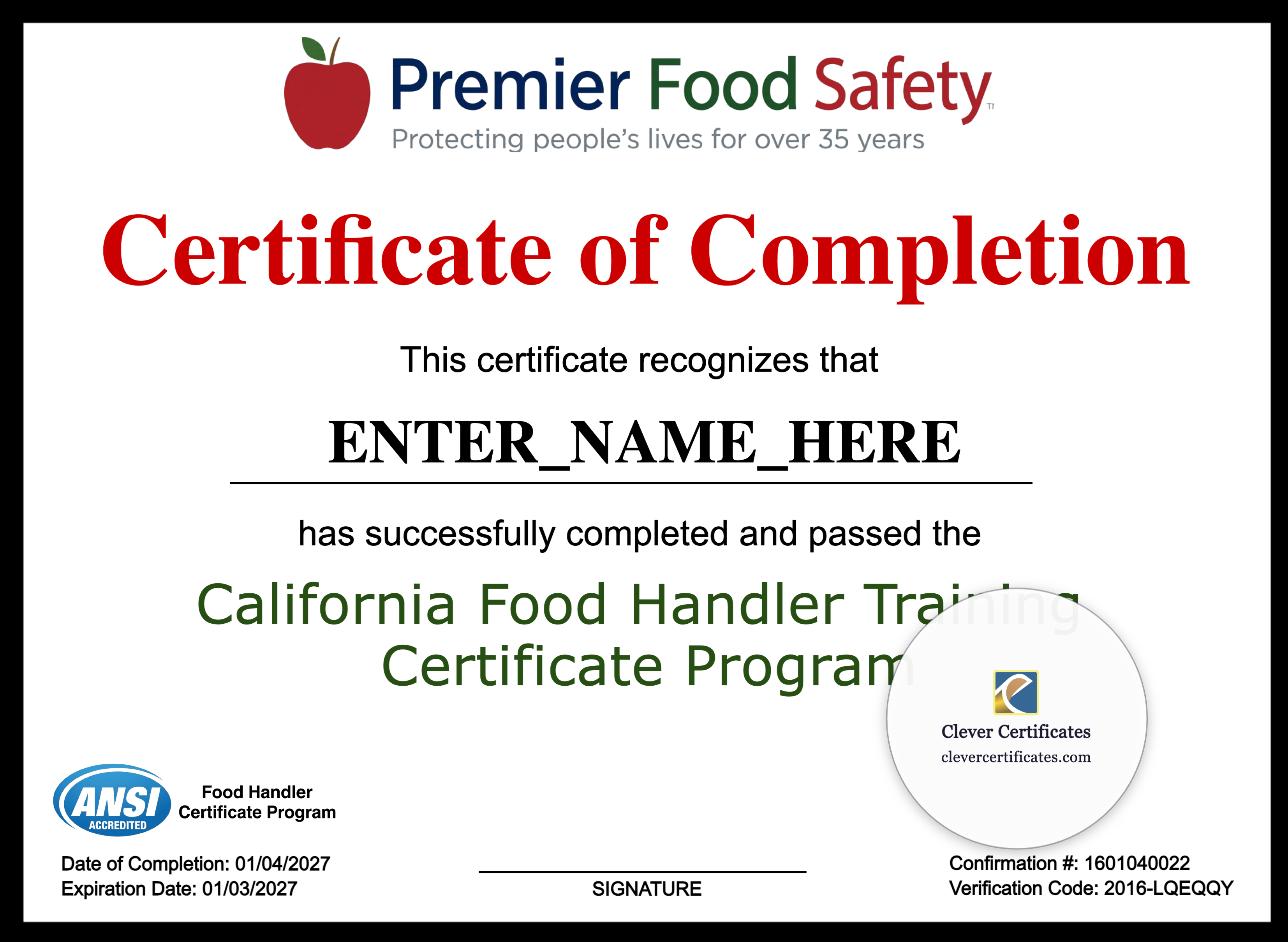 Certificate preview