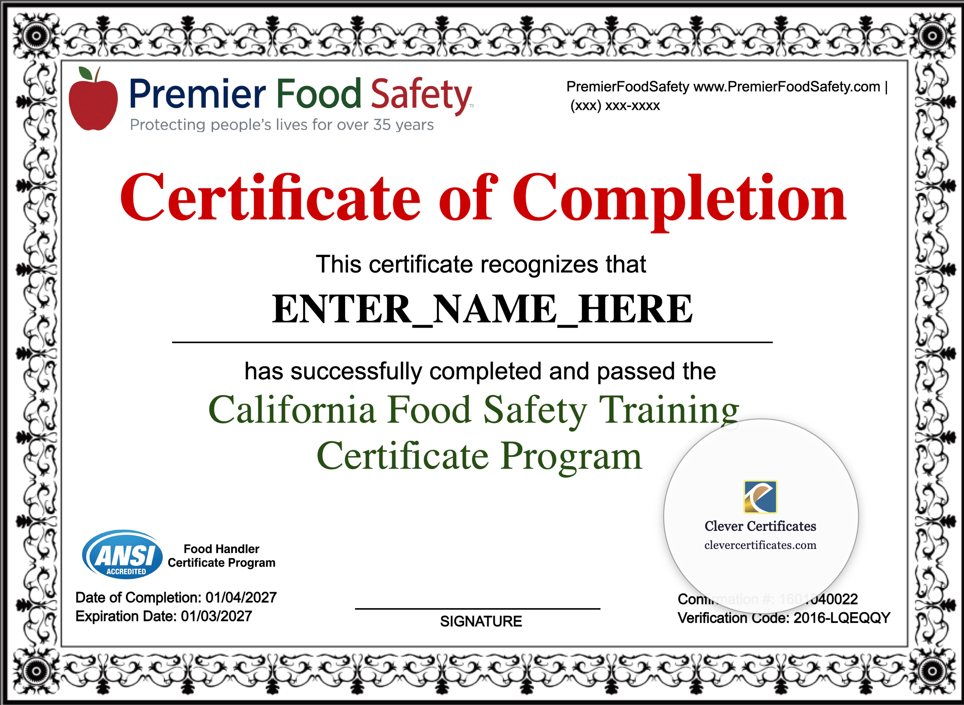 Certificate preview