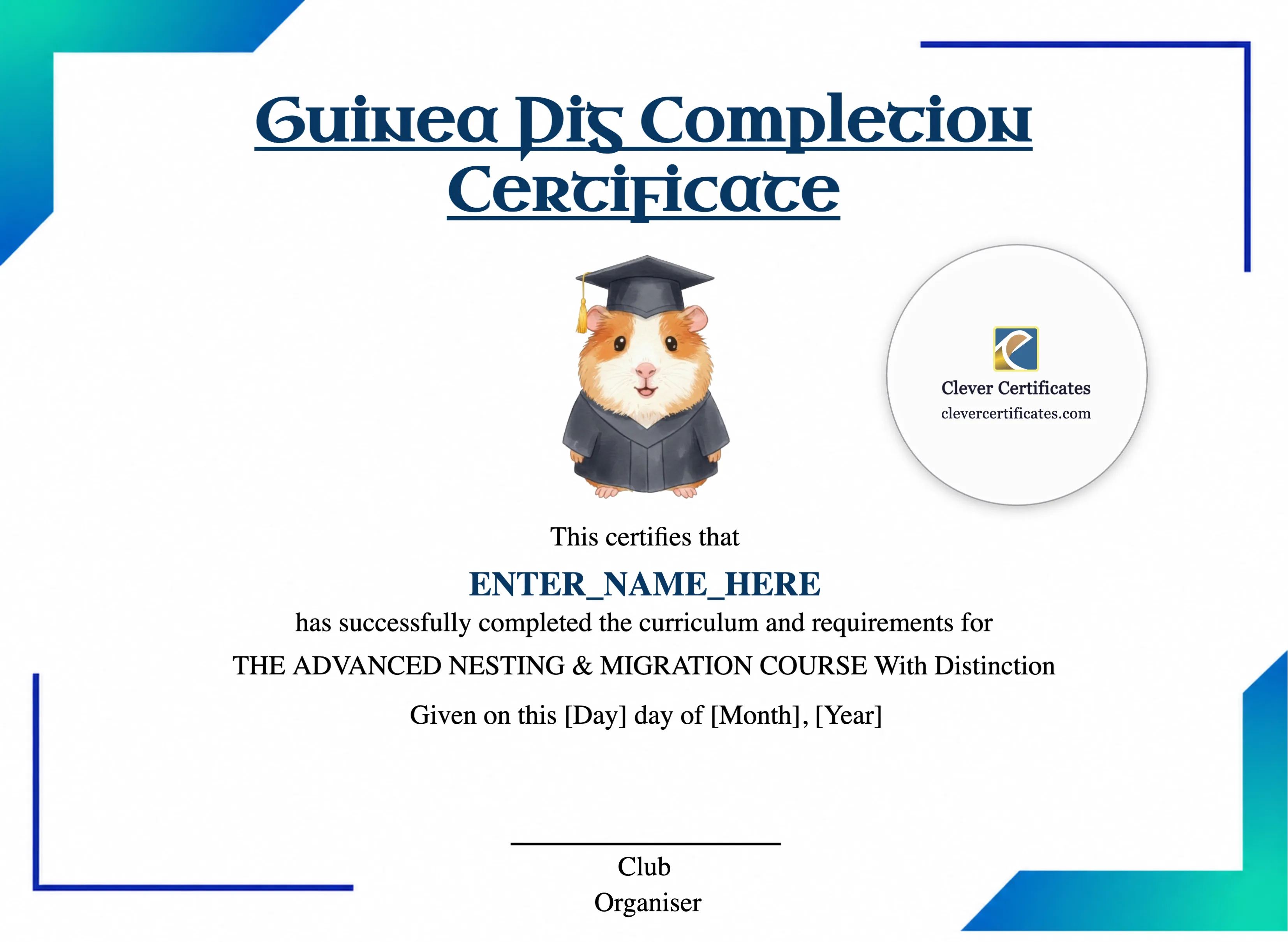 Guinea Pig Completion Certificate | Printable Template