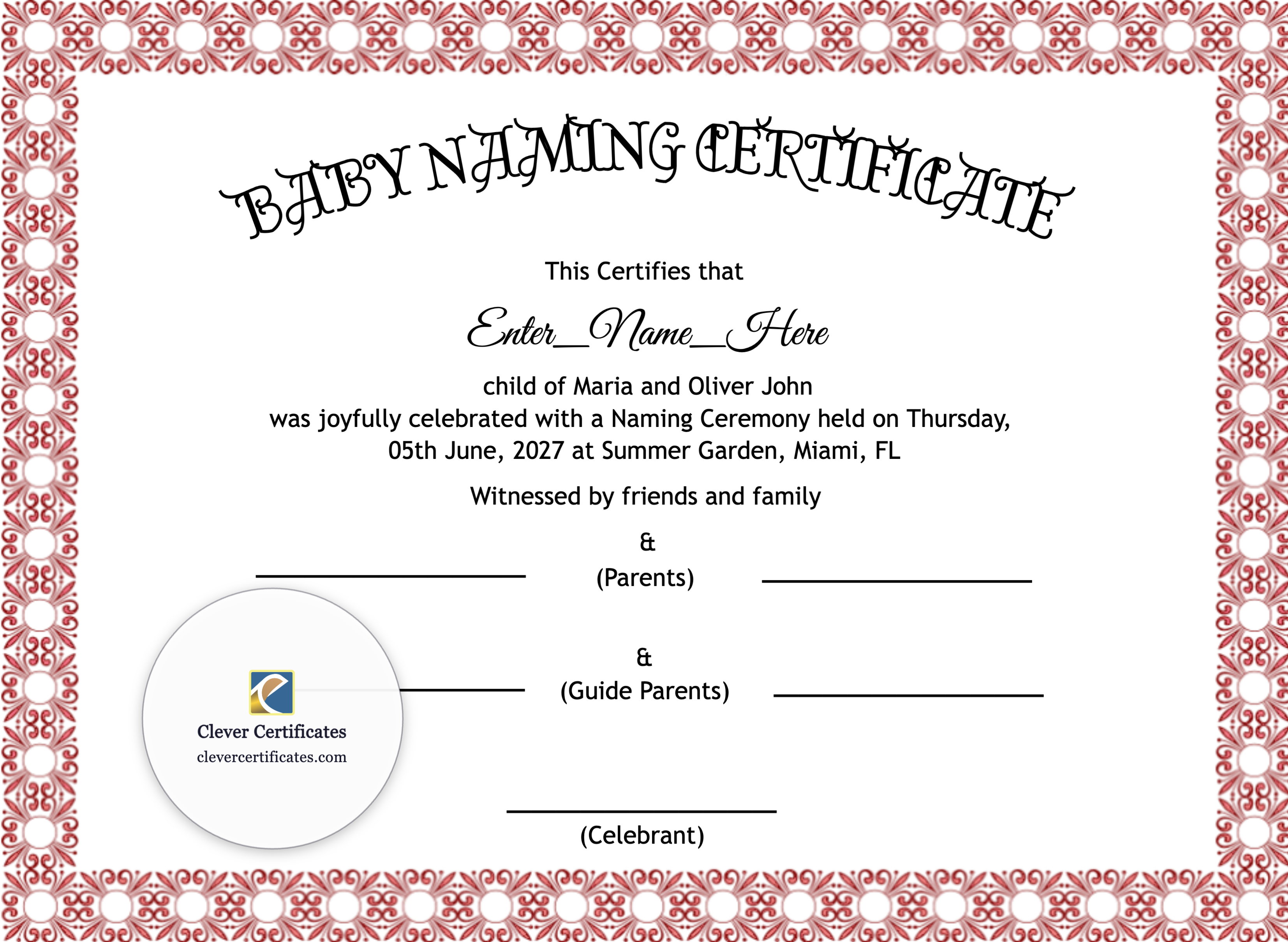 Certificate preview