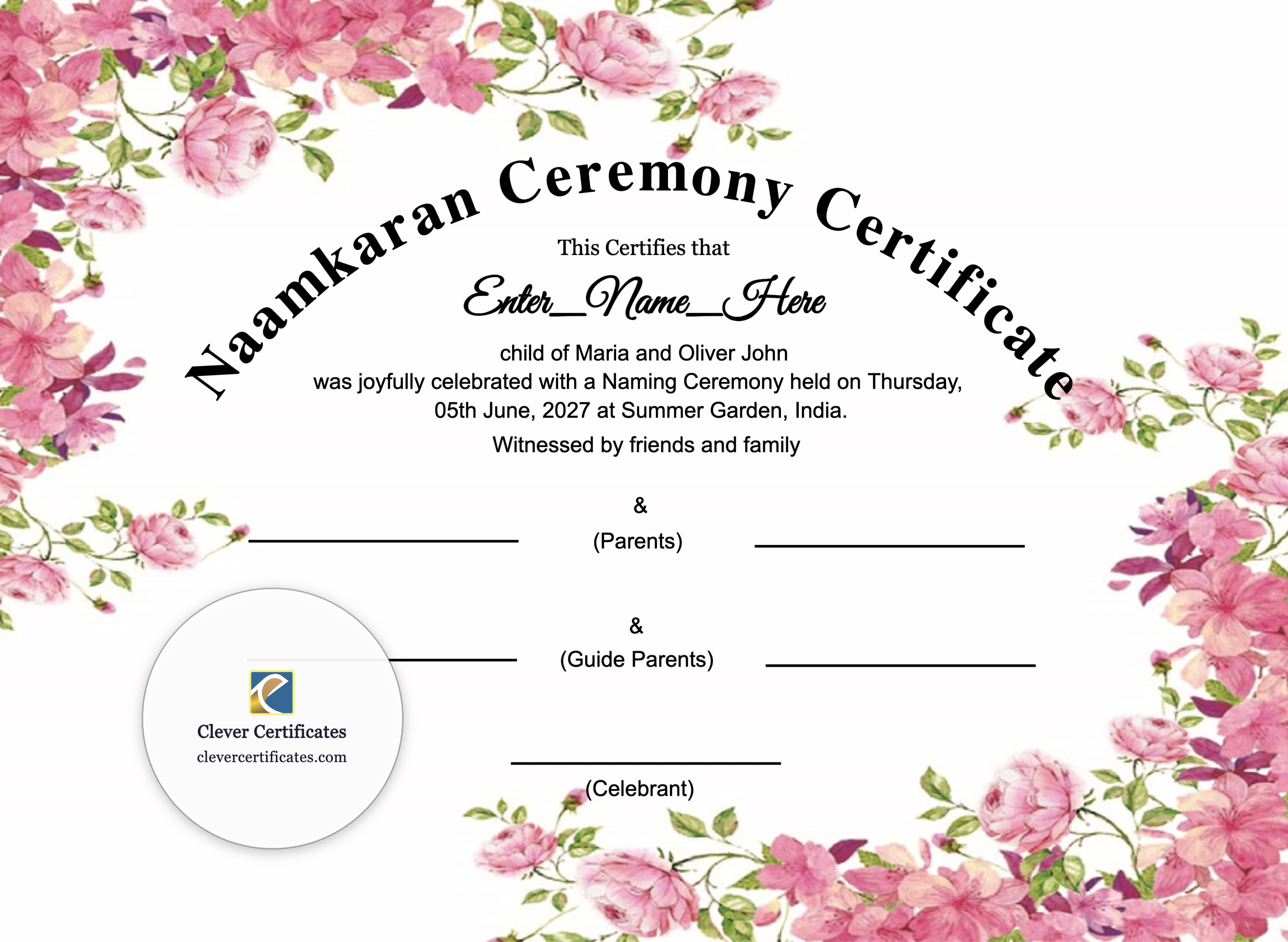 Certificate preview