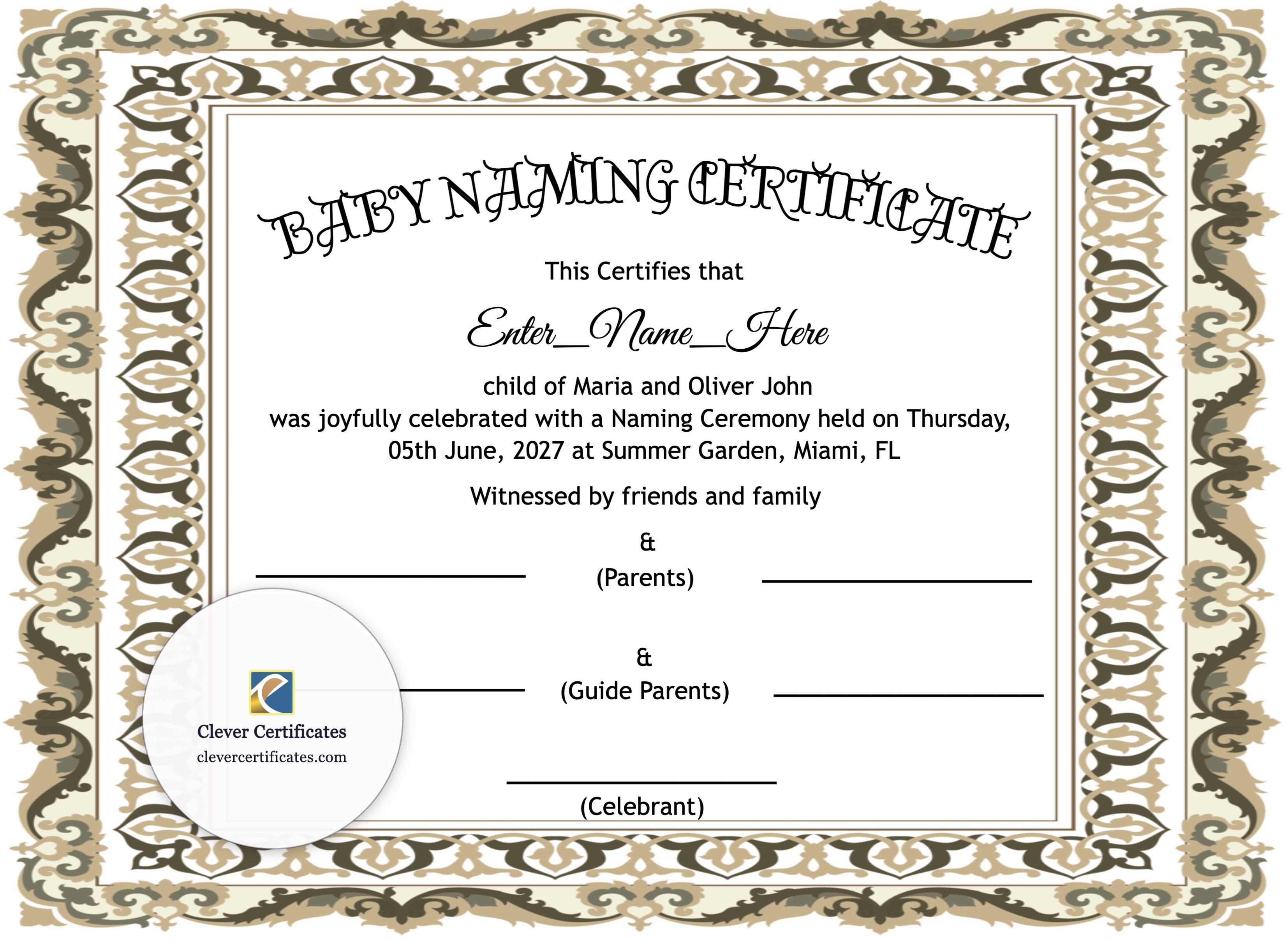 Certificate preview