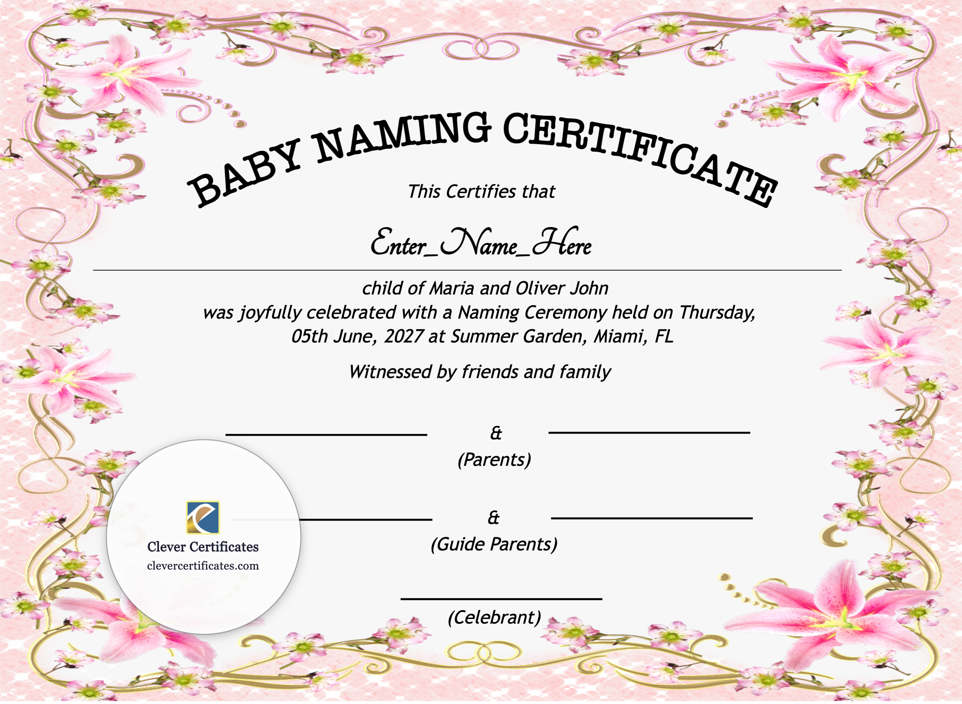 Certificate preview