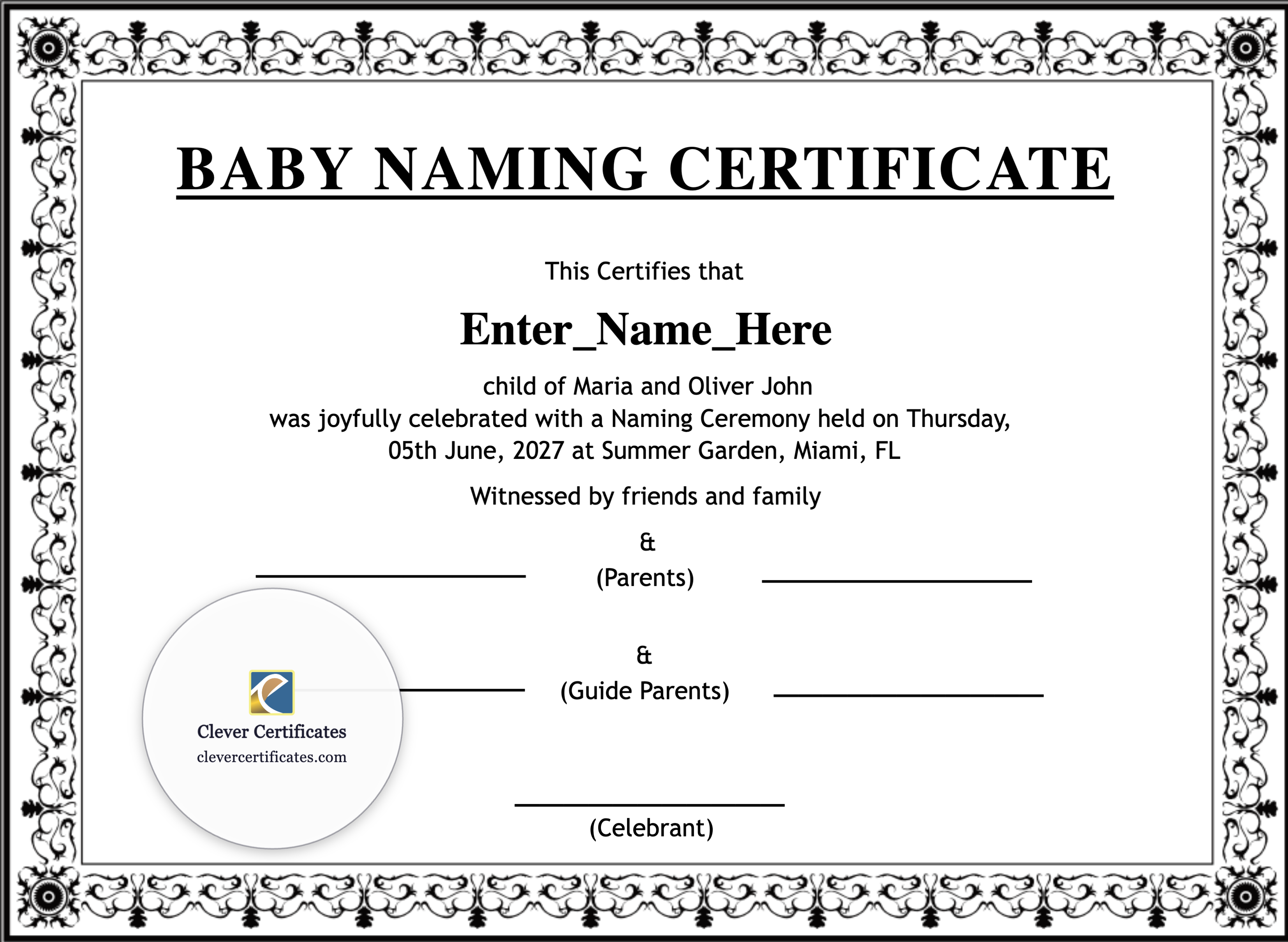 Certificate preview