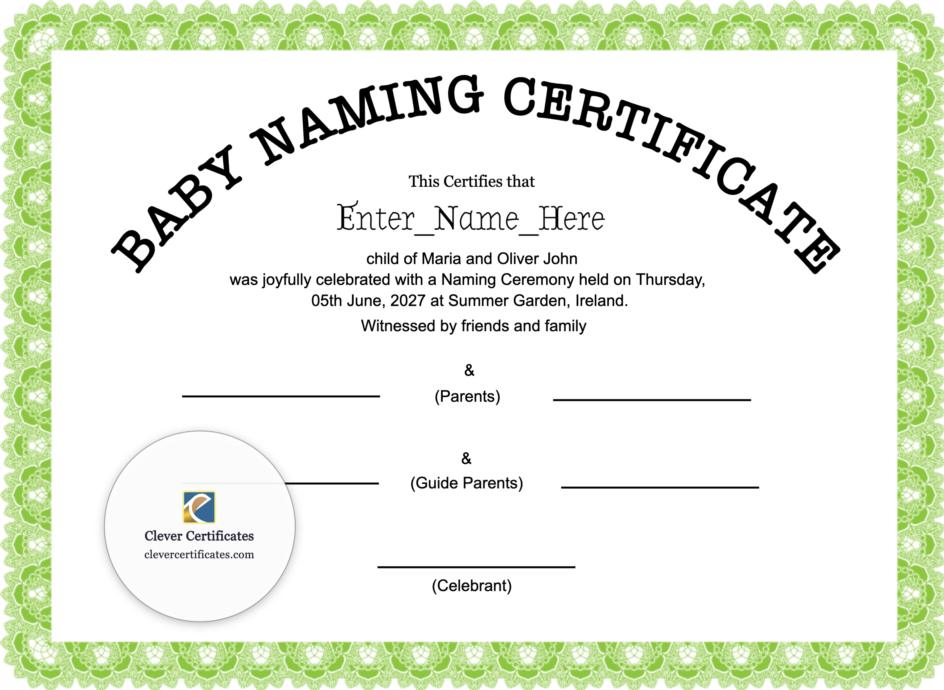 Certificate preview