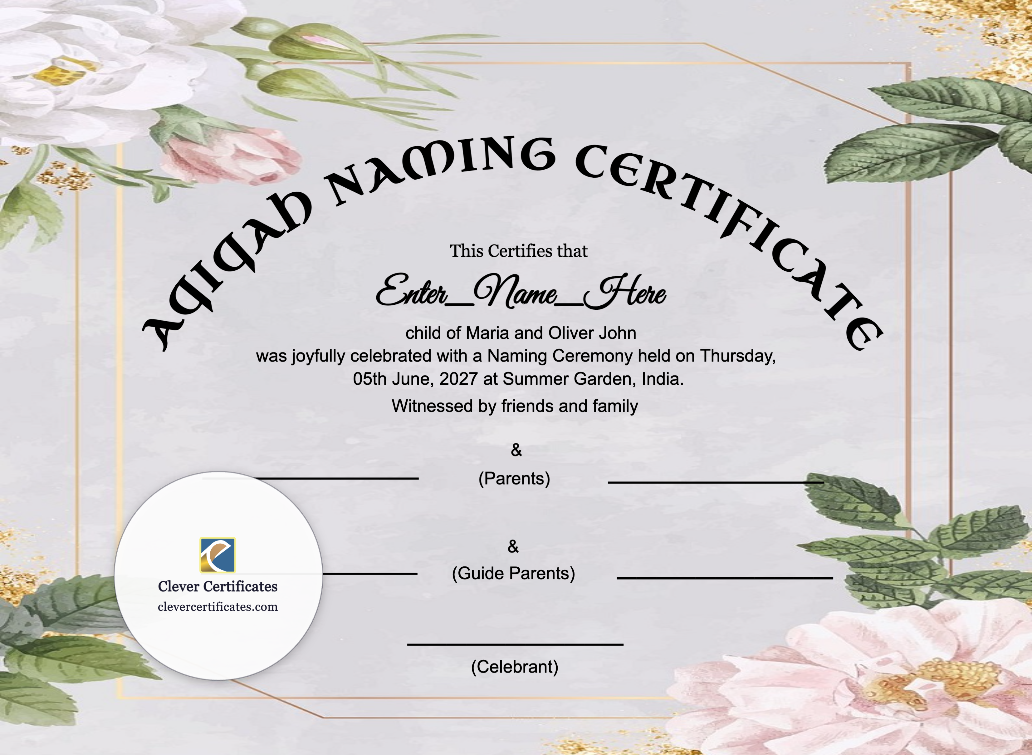 Certificate preview