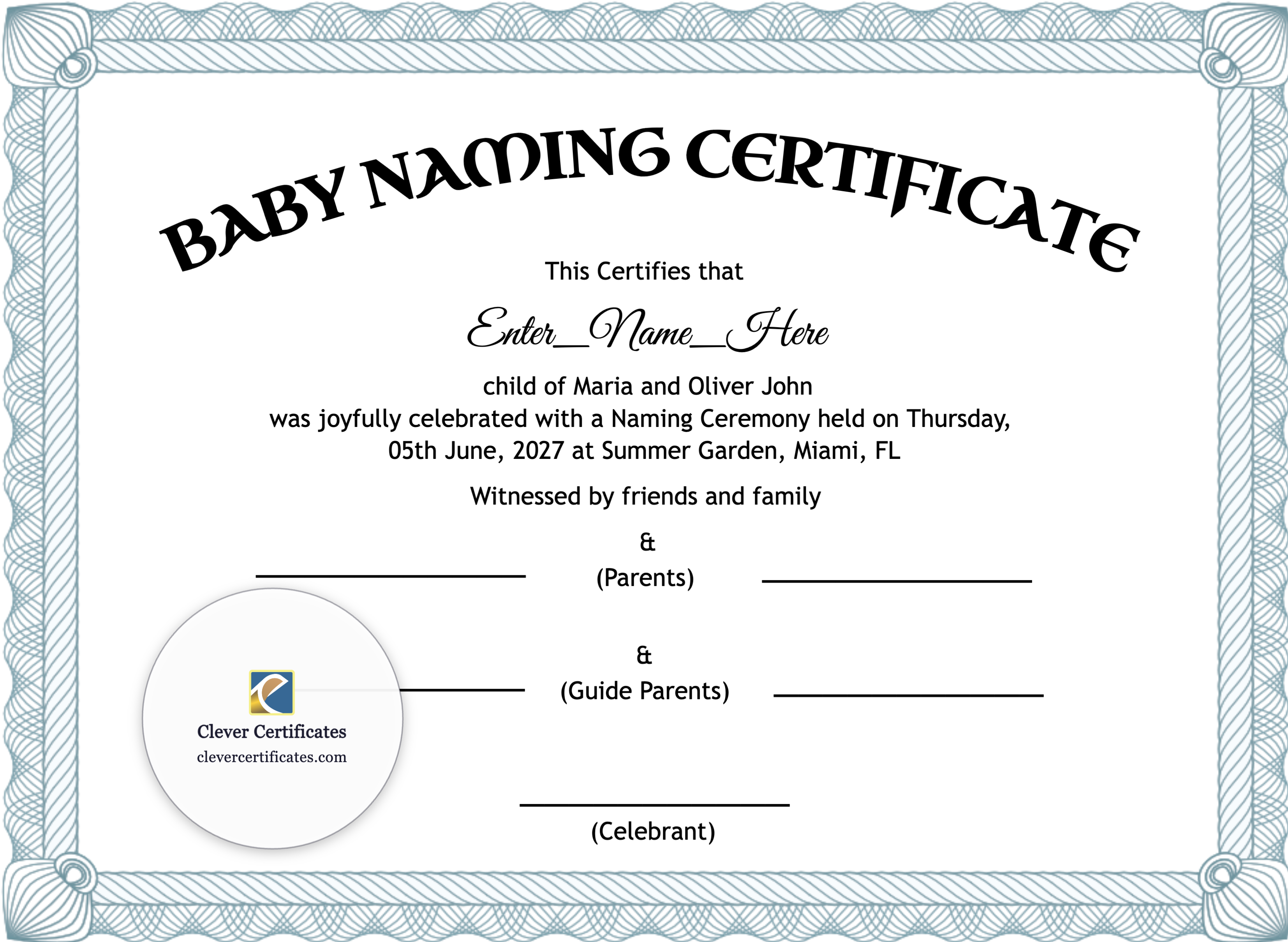 Certificate preview