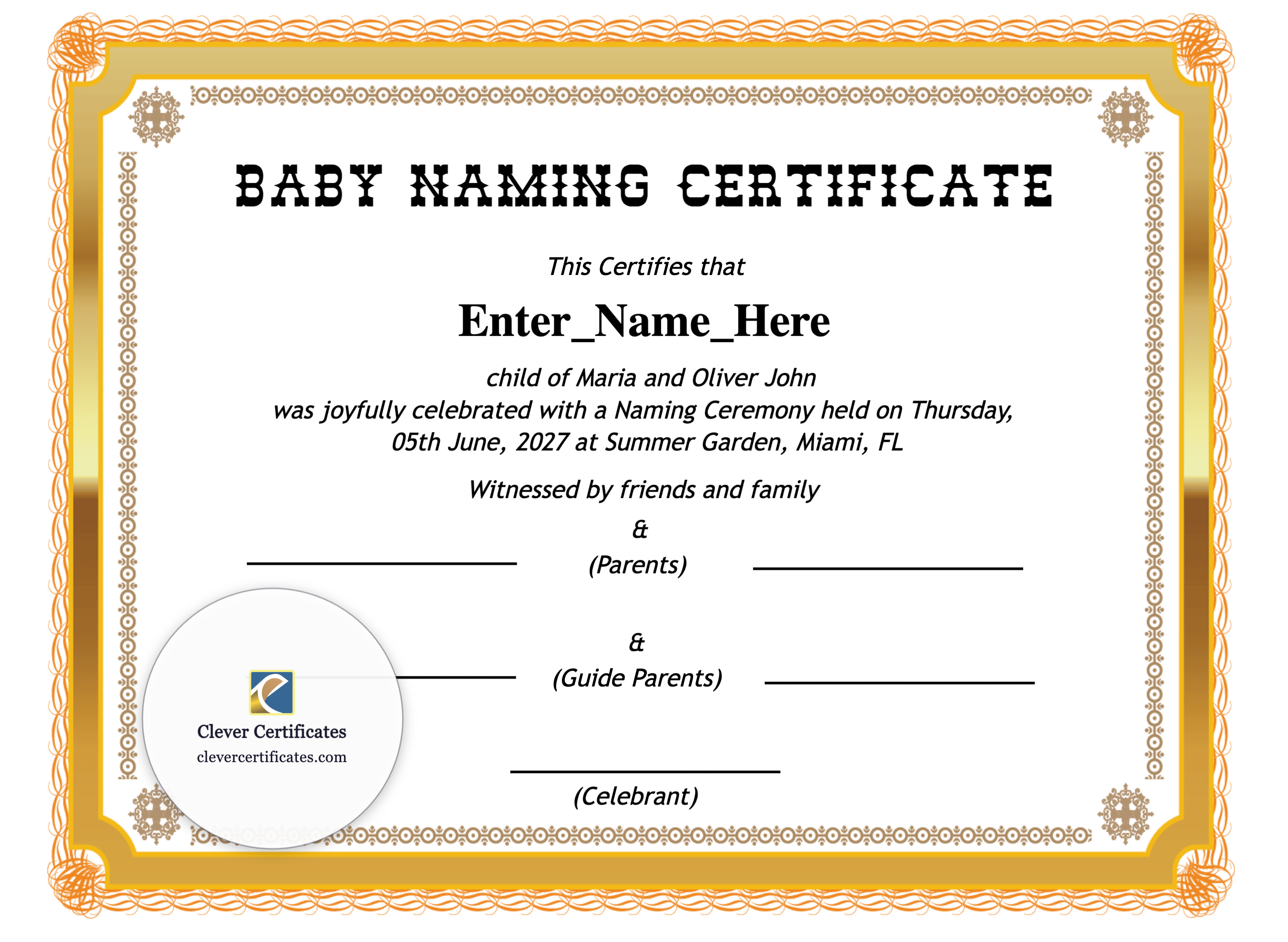 Certificate preview