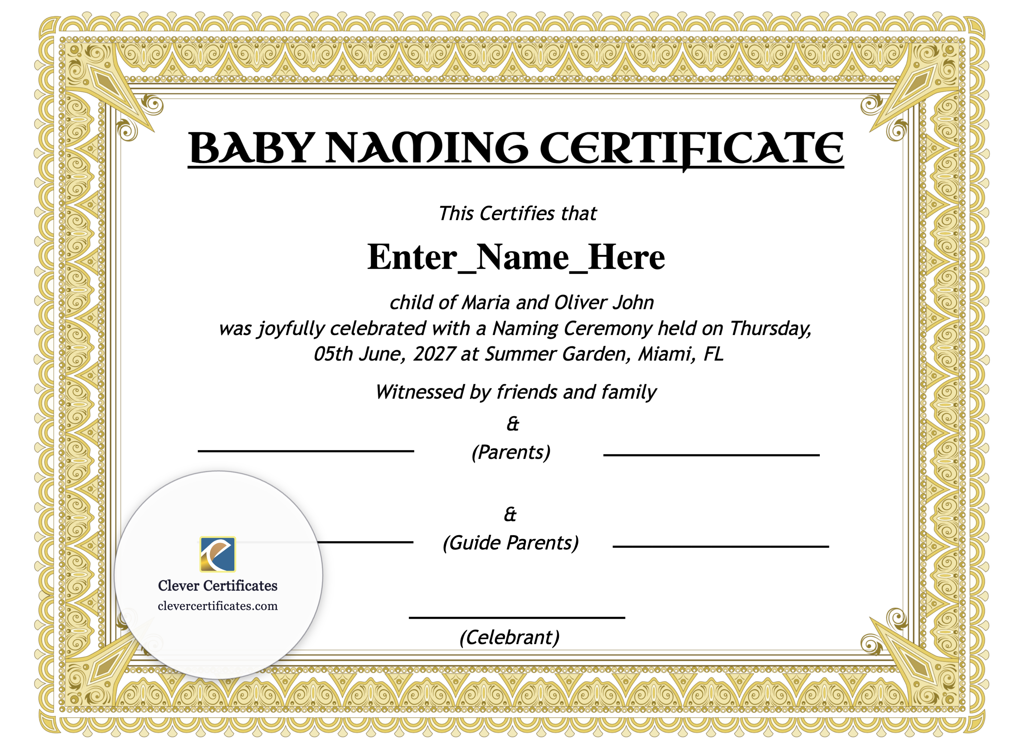 Certificate preview